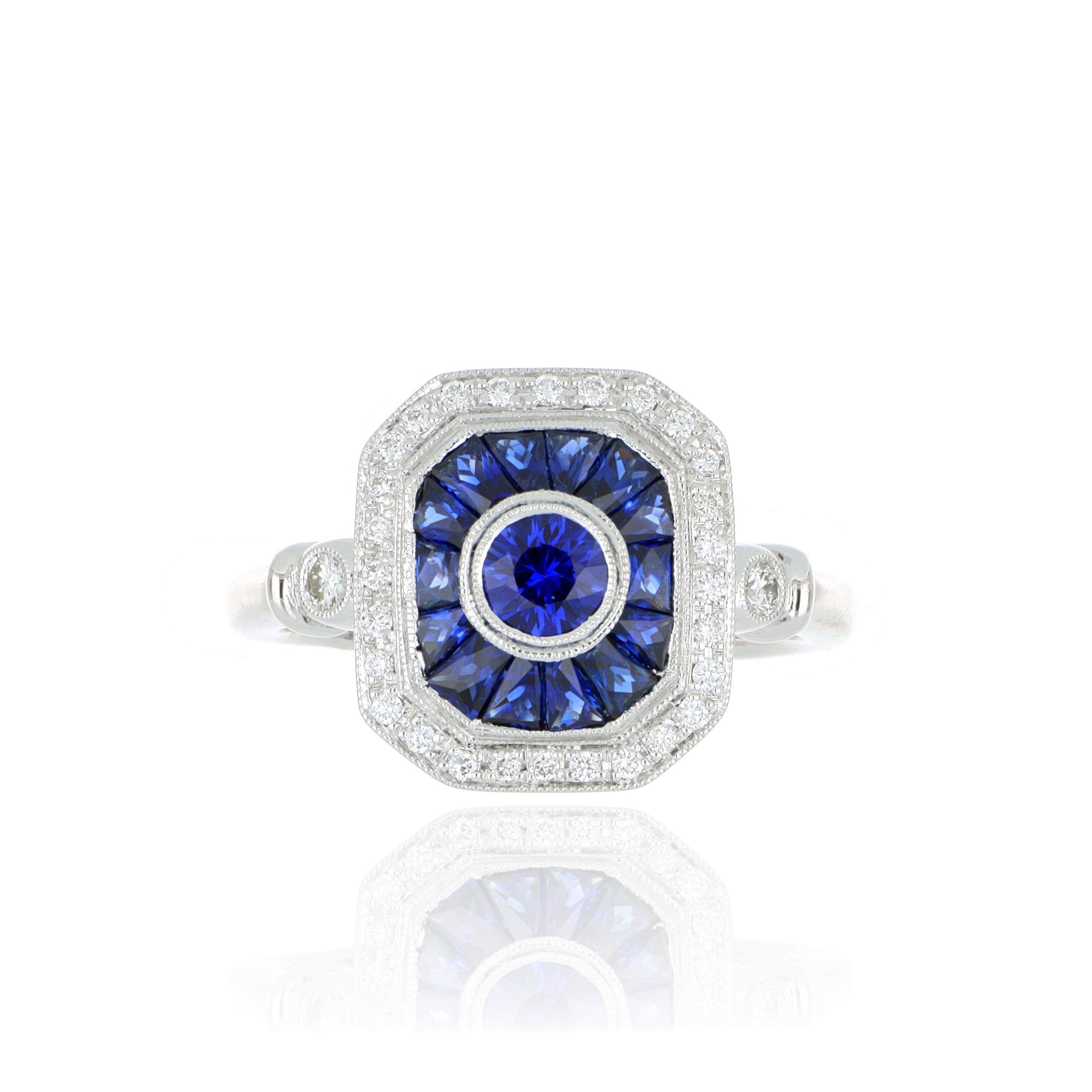 18k White Gold Sapphire and Diamond Ring - Charles Koll Jewelers