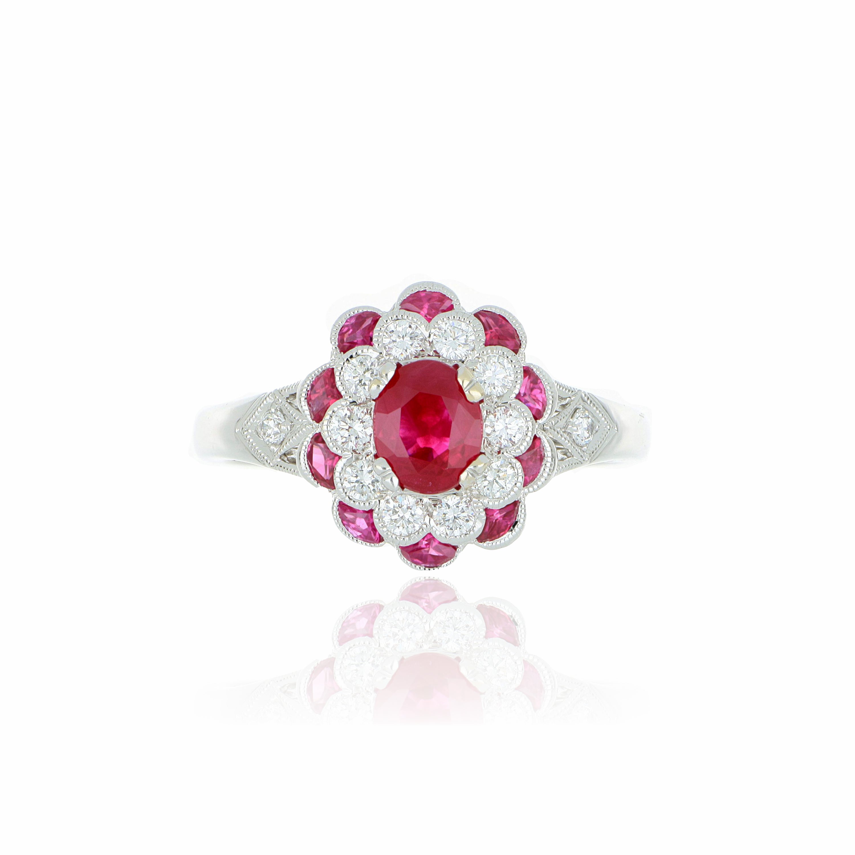 18k White Gold Ruby and Diamond Ring - Charles Koll Jewelers