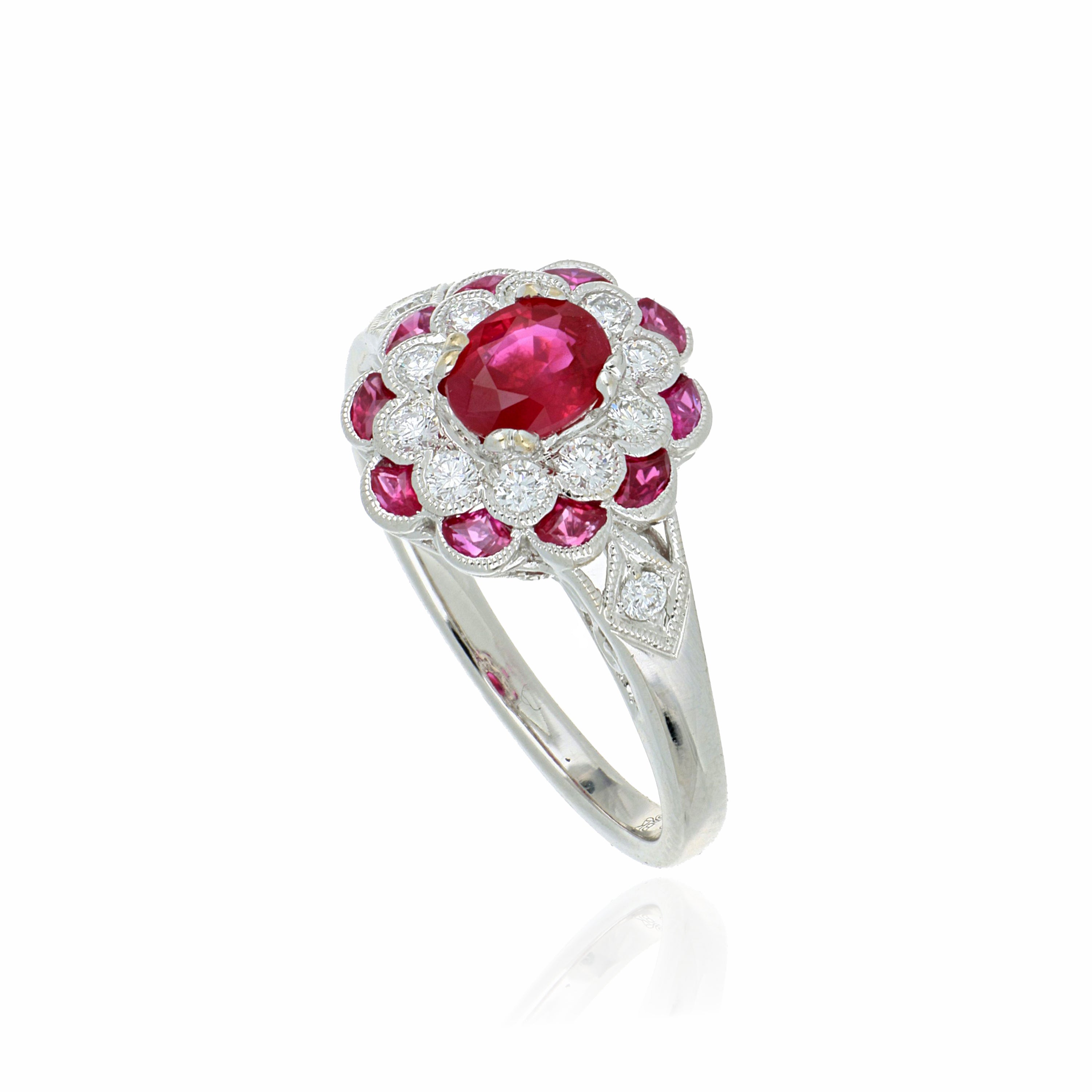 18k White Gold Ruby and Diamond Ring - Charles Koll Jewelers