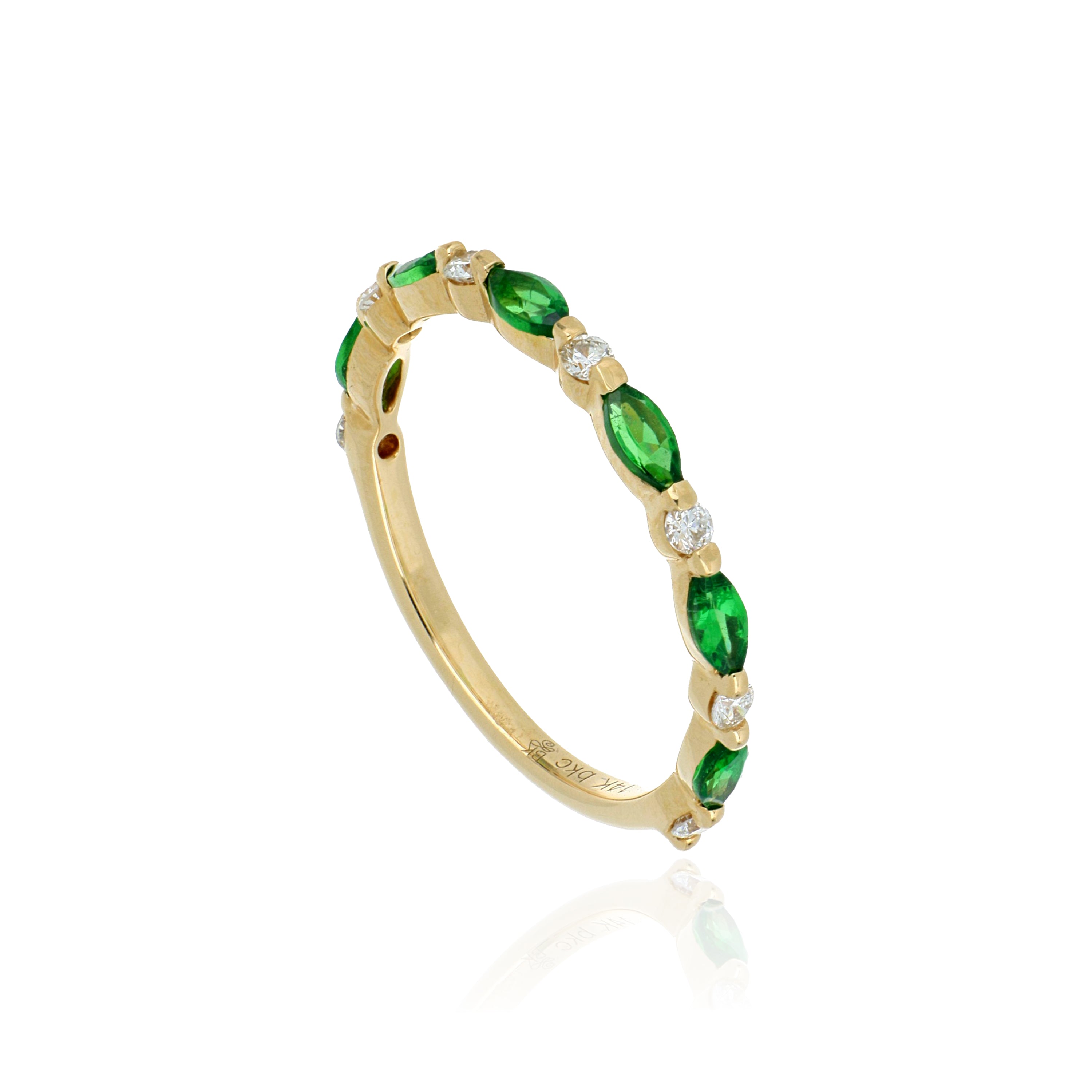 14k Yellow Gold Tsavorite and Diamond Band - Charles Koll Jewelers
