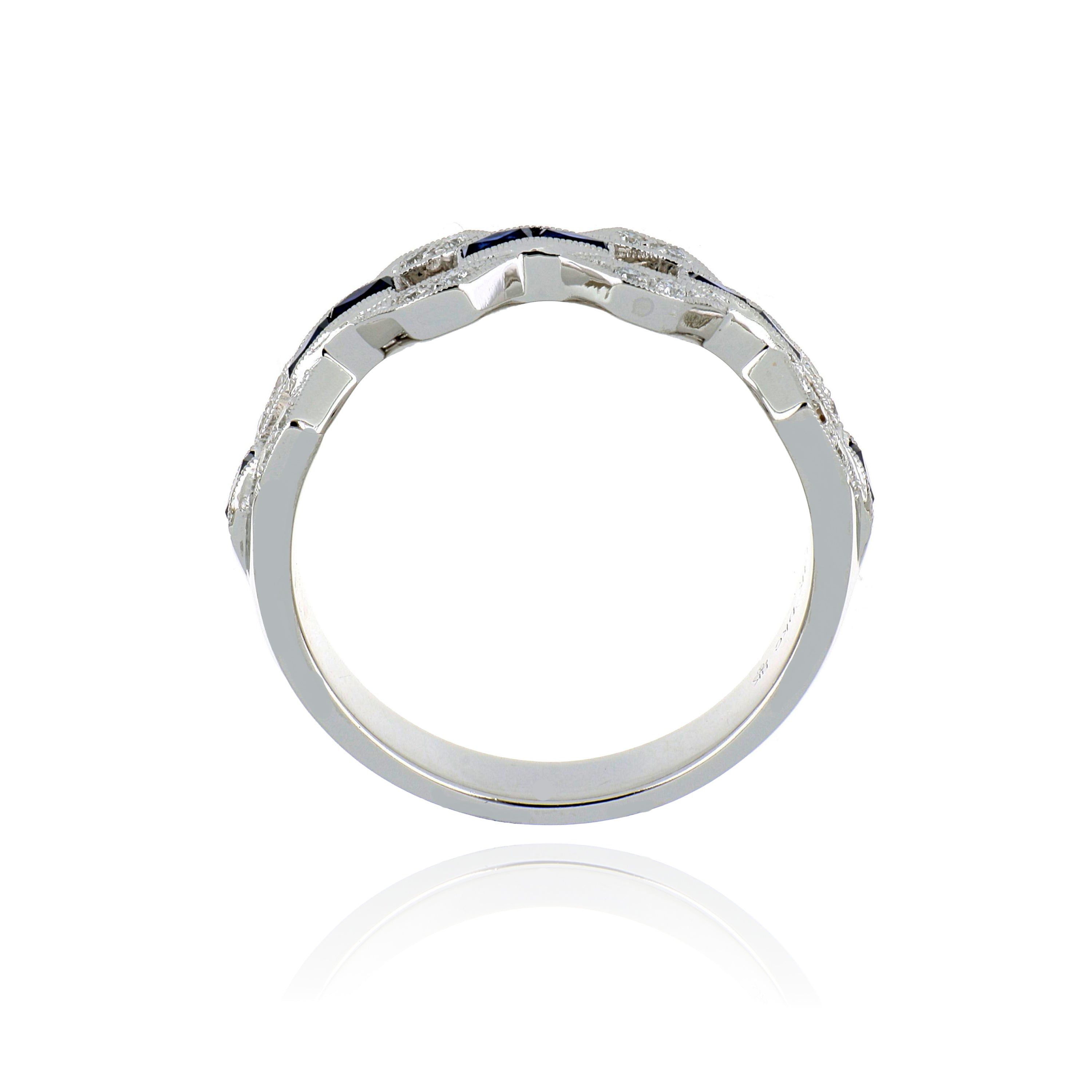14k White Gold Sapphire and Diamond Anniversary Ring - Charles Koll Jewelers