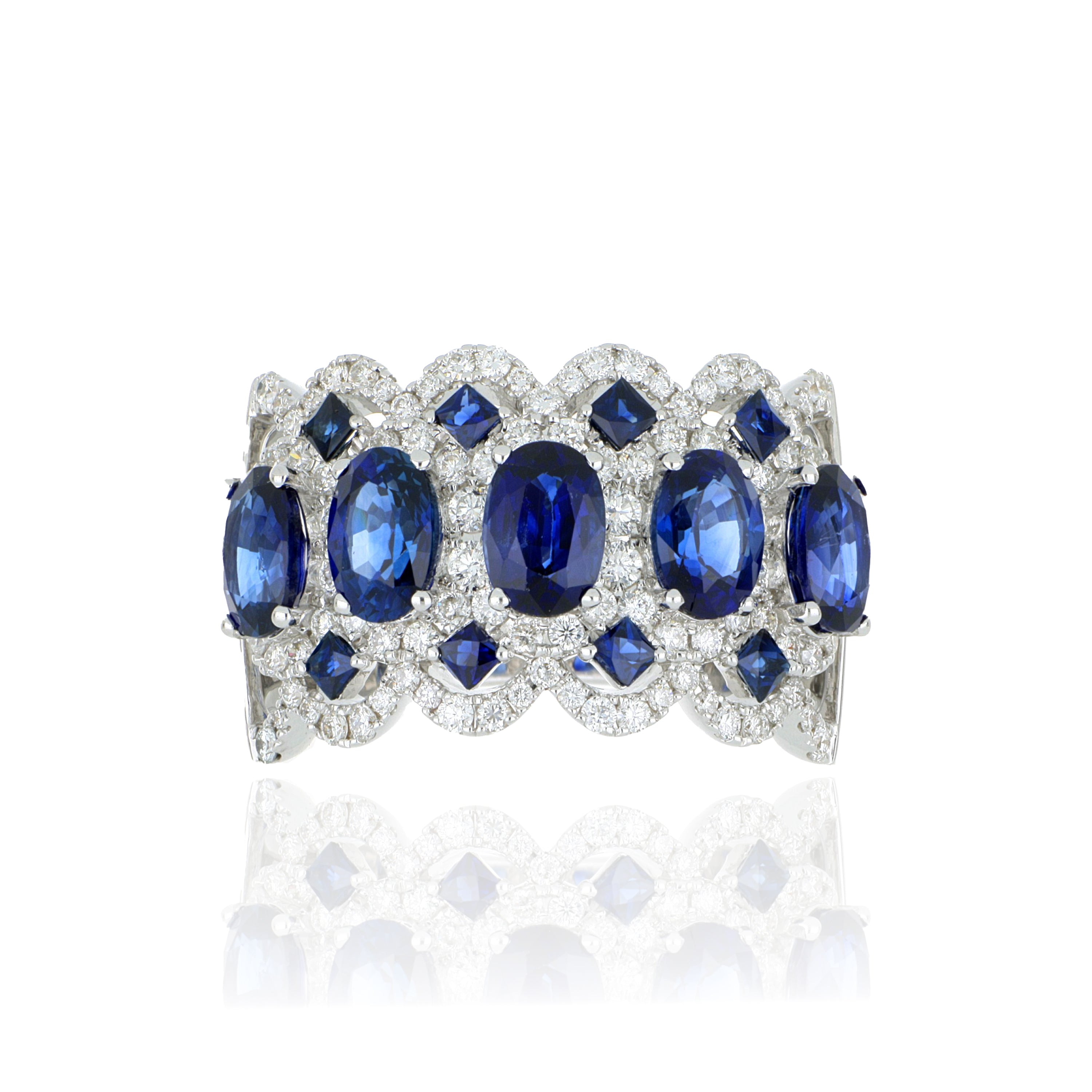 18k White Gold Sapphire and Diamond Ring - Charles Koll Jewelers