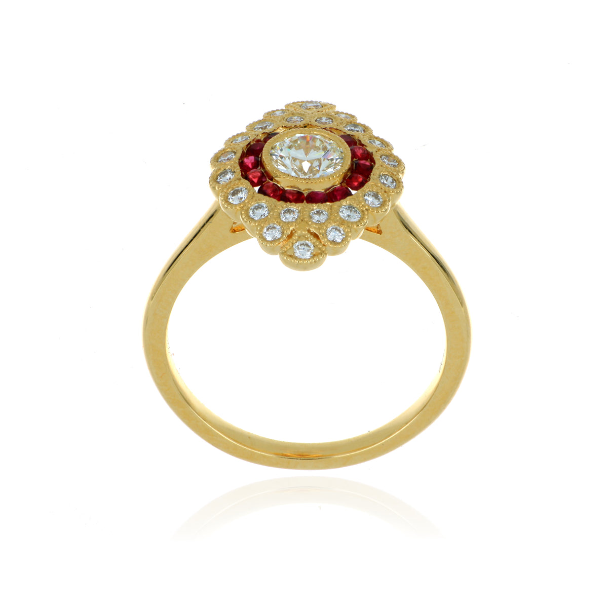 18k Yellow Gold Ruby and Diamond Ring
