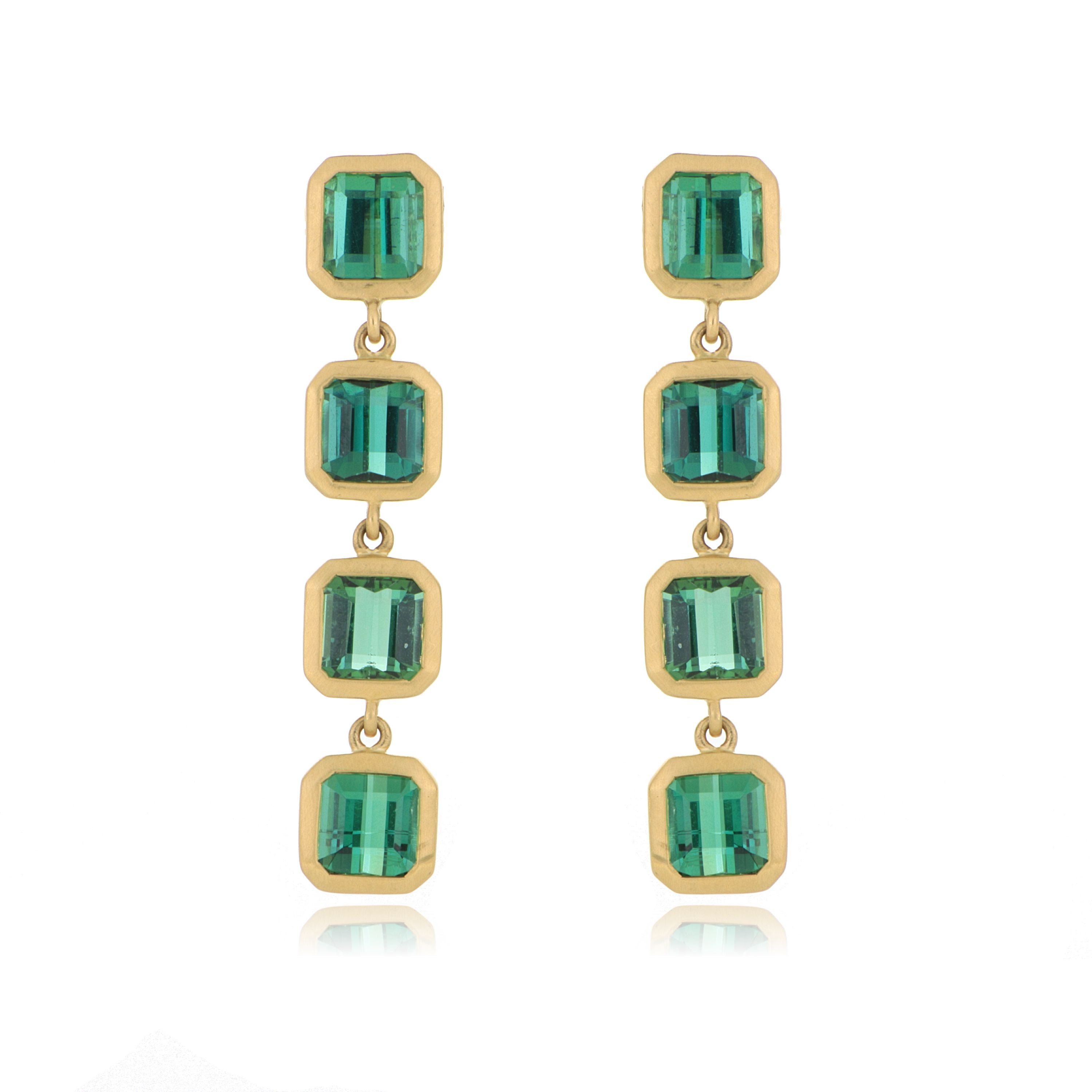 18k Yellow Gold Tourmaline Dangle Earrings