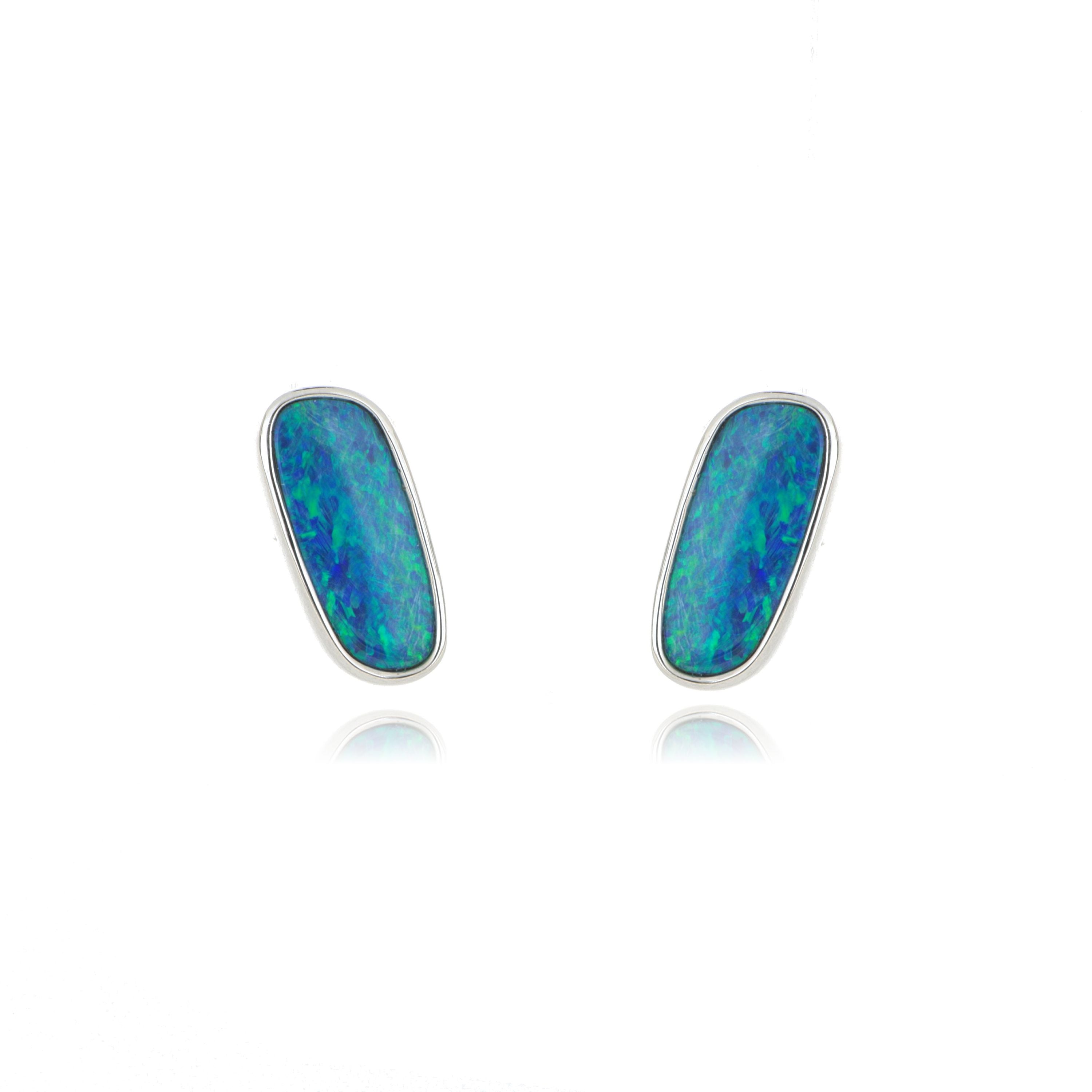 14k White Gold Free-Form Opal Earrings