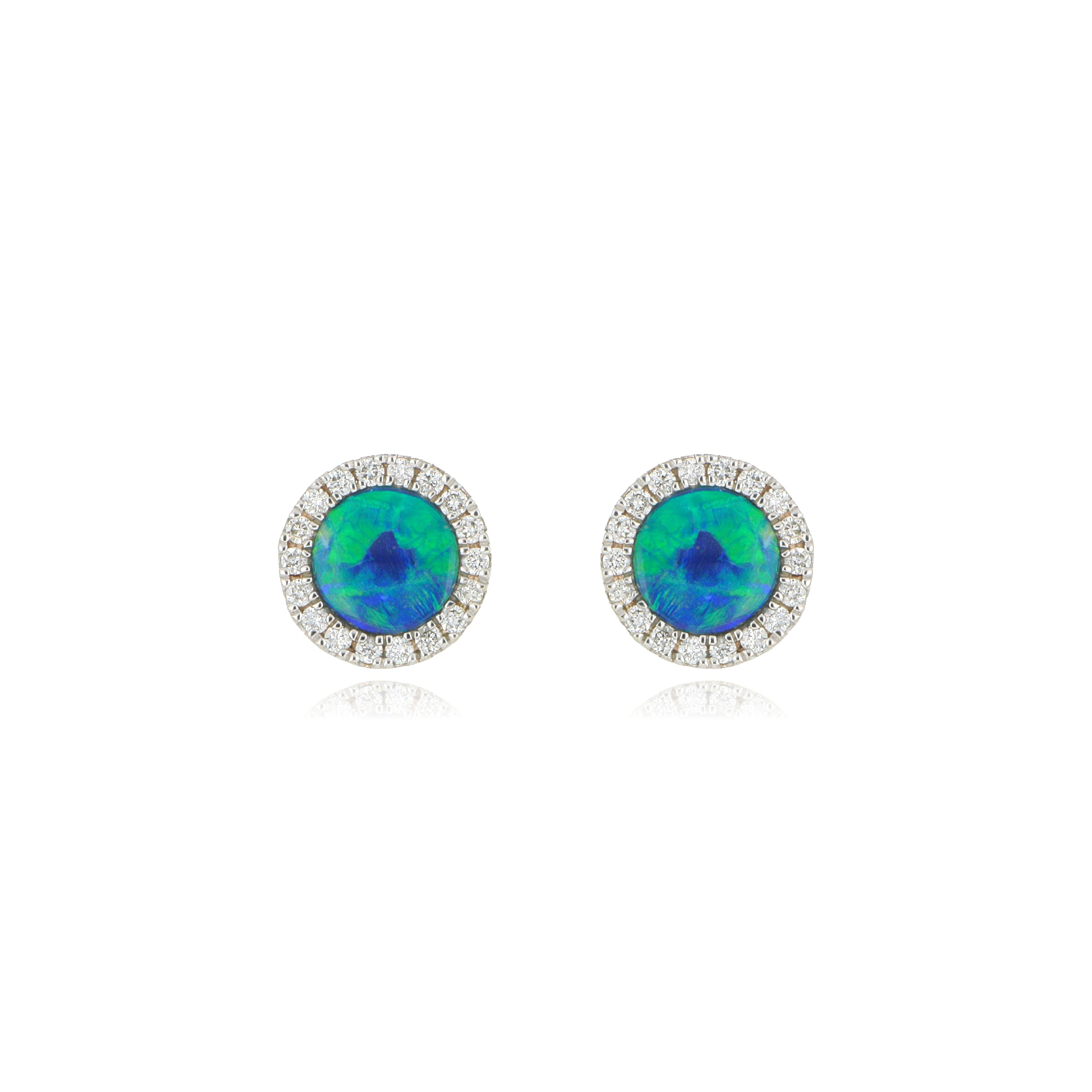 14k White Gold Opal and Diamond Earrings