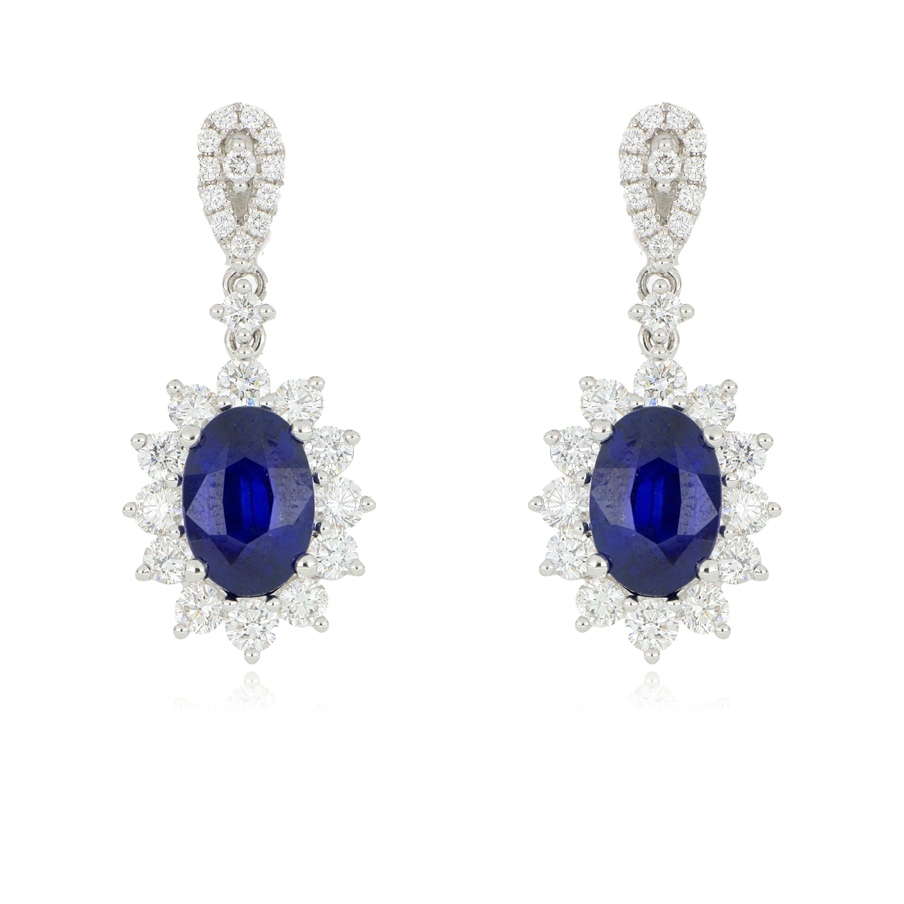 18k White Gold Sapphire and Diamond Earrings