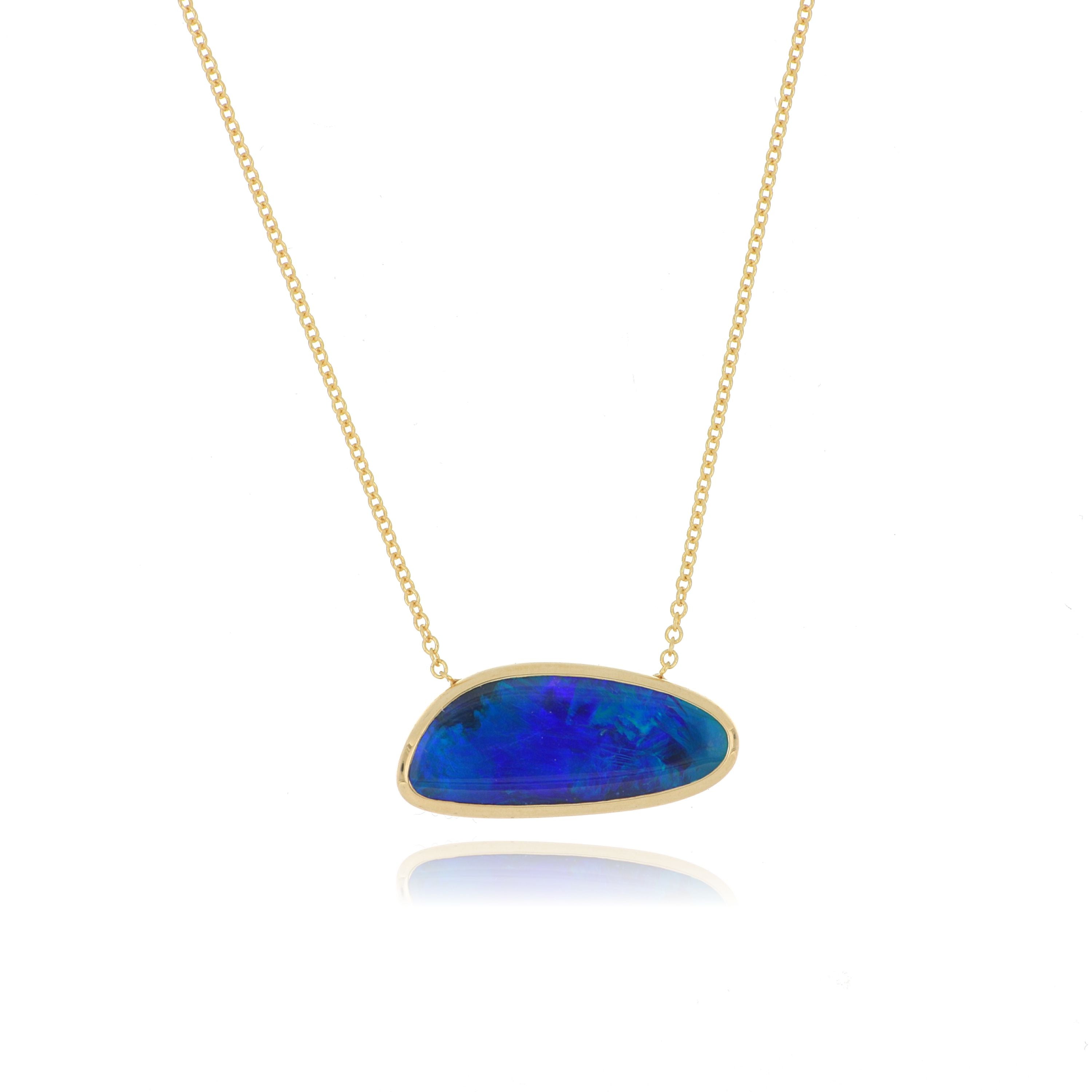 14k Yellow Gold Freeform Opal Necklace