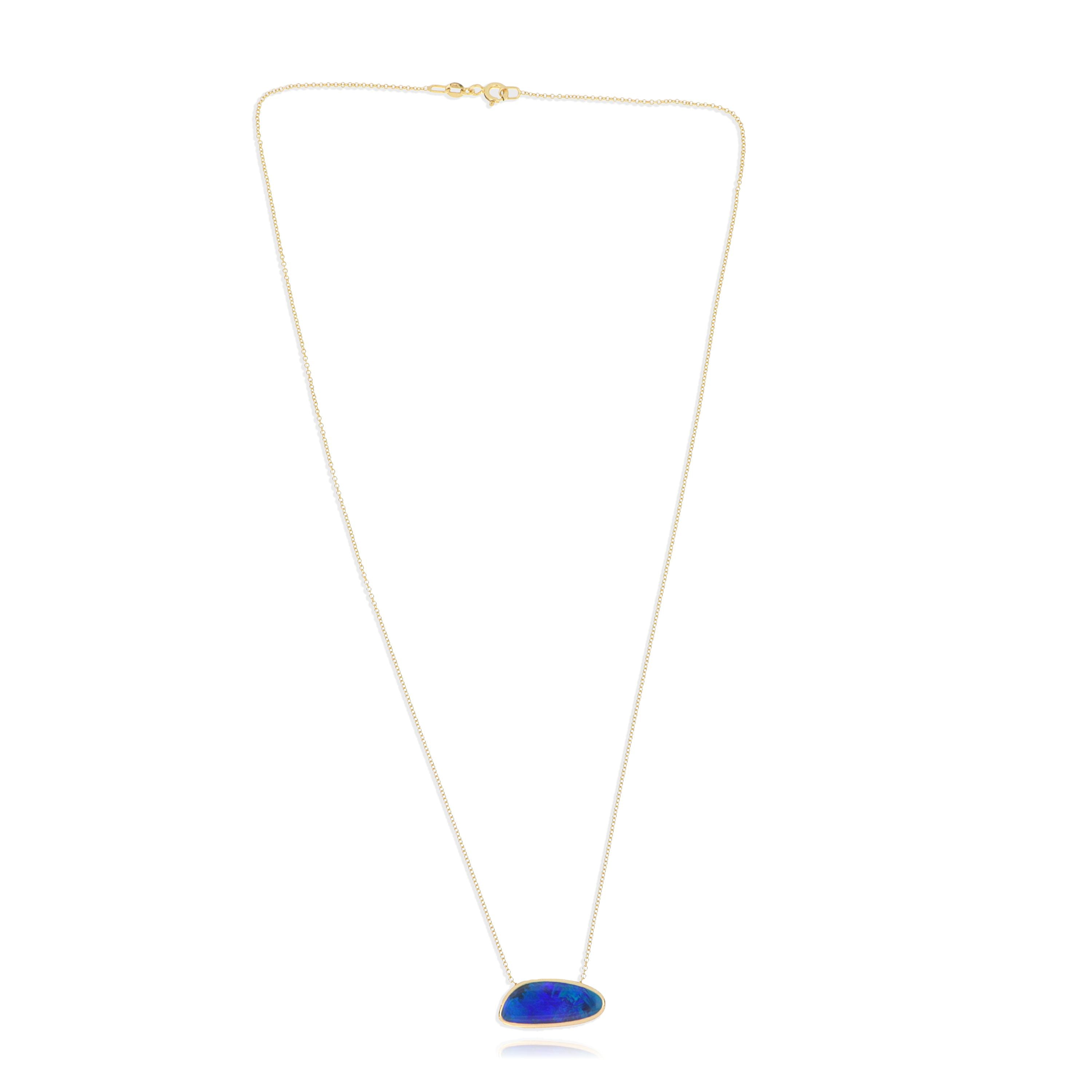 14k Yellow Gold Freeform Opal Necklace