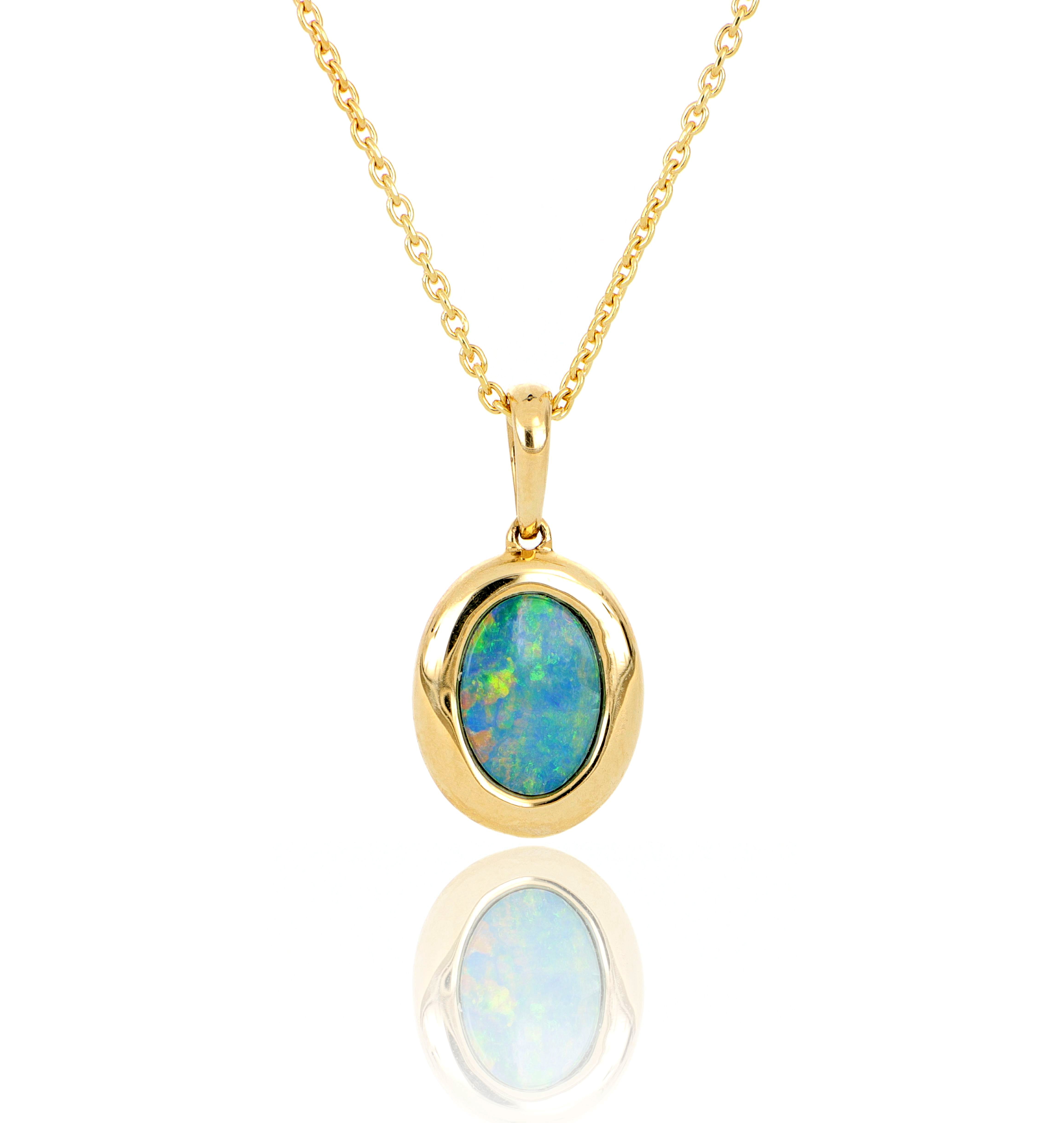 14k Yellow Gold Opal Necklace