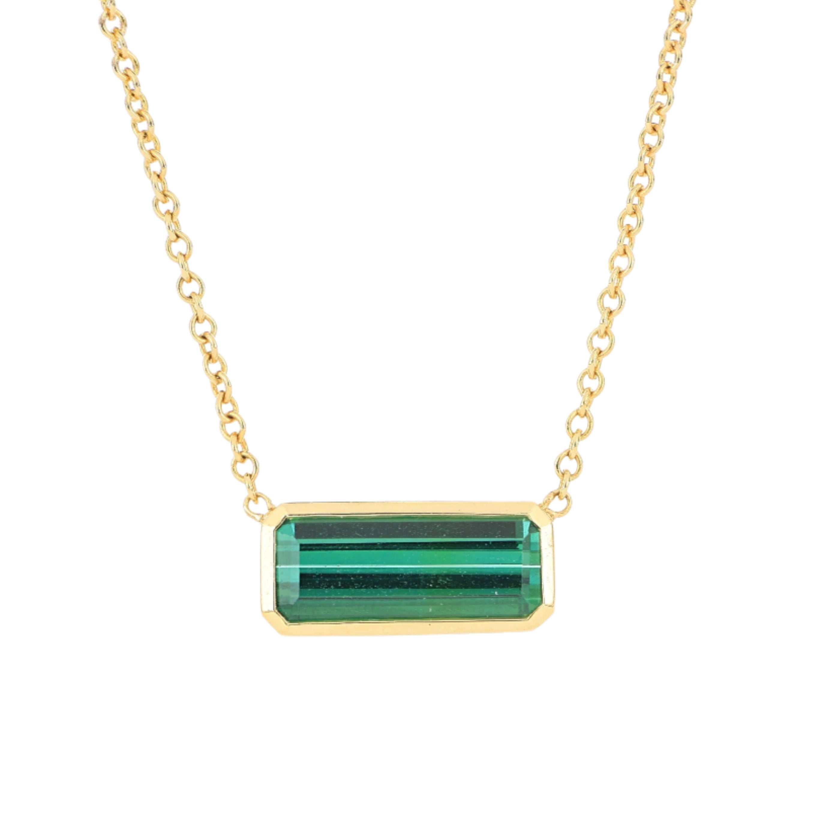 18k Yellow Gold Bezel Set Tourmaline - Charles Koll Jewelers