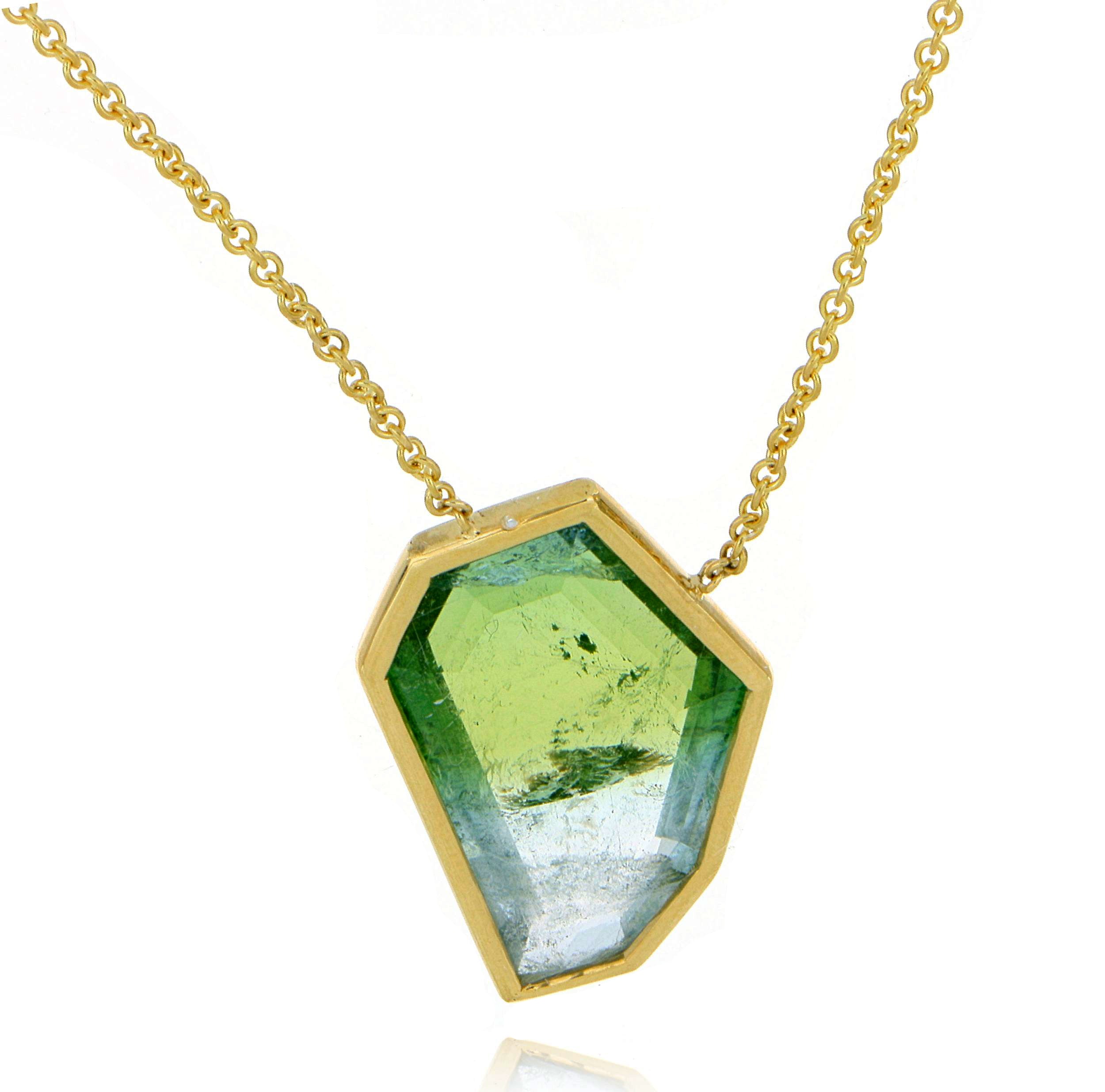 18k Yellow Gold Freeform Bi-Color Tourmaline Necklace - Charles Koll Jewelers