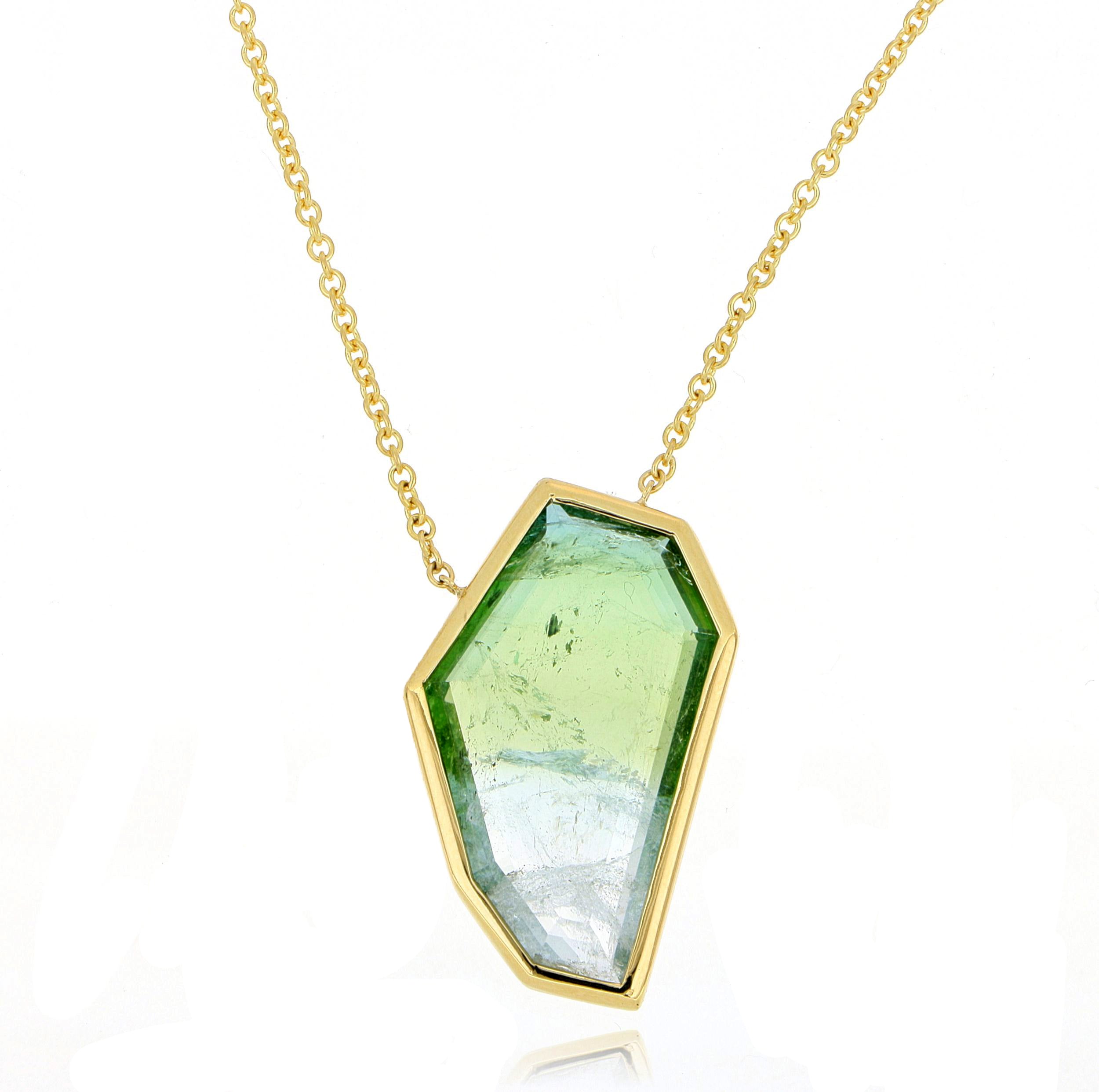 18k Yellow Gold Freeform Bi-Color Tourmaline Necklace - Charles Koll Jewelers