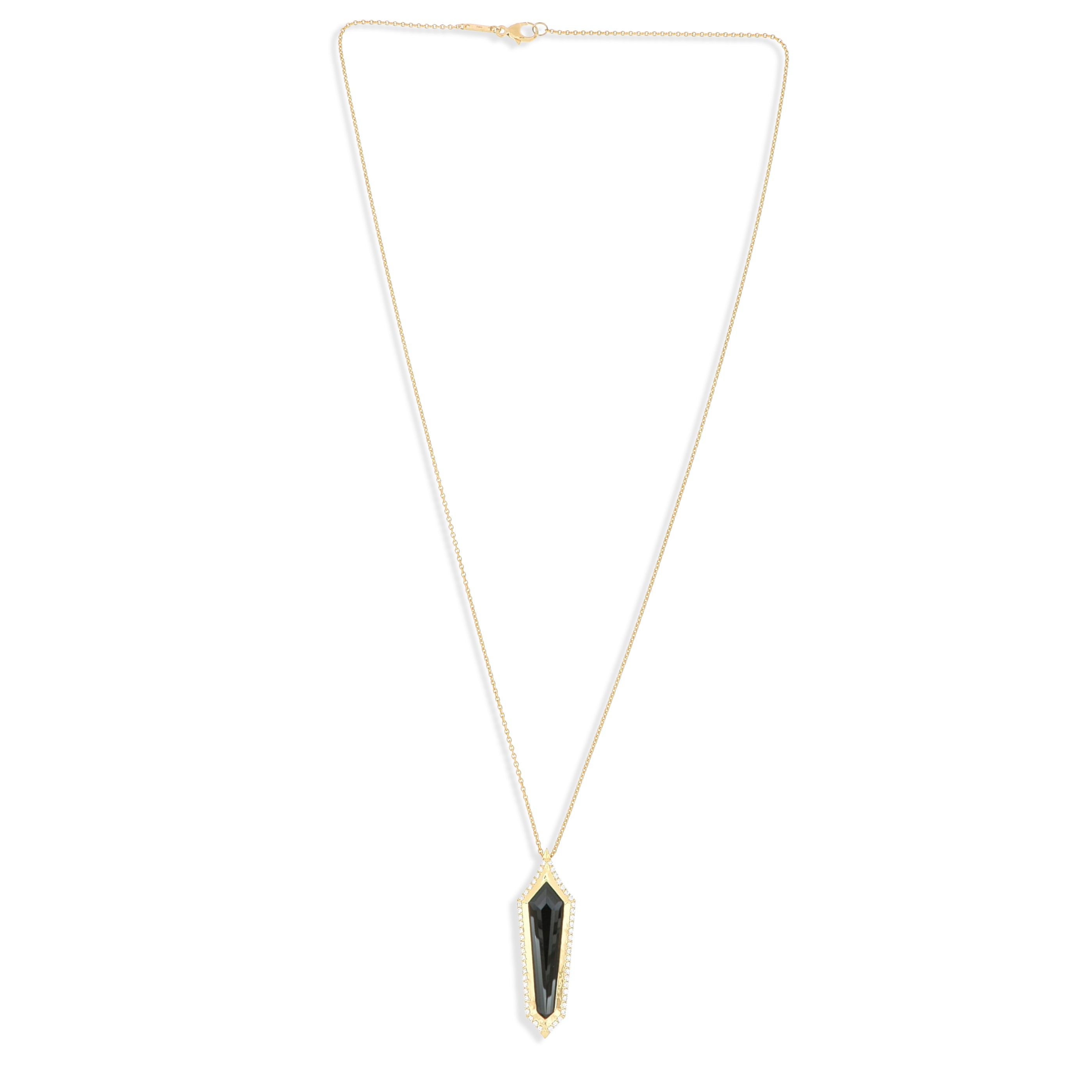 18k Yellow Gold Kite Shaped Tourmaline and Diamond Accented Necklace