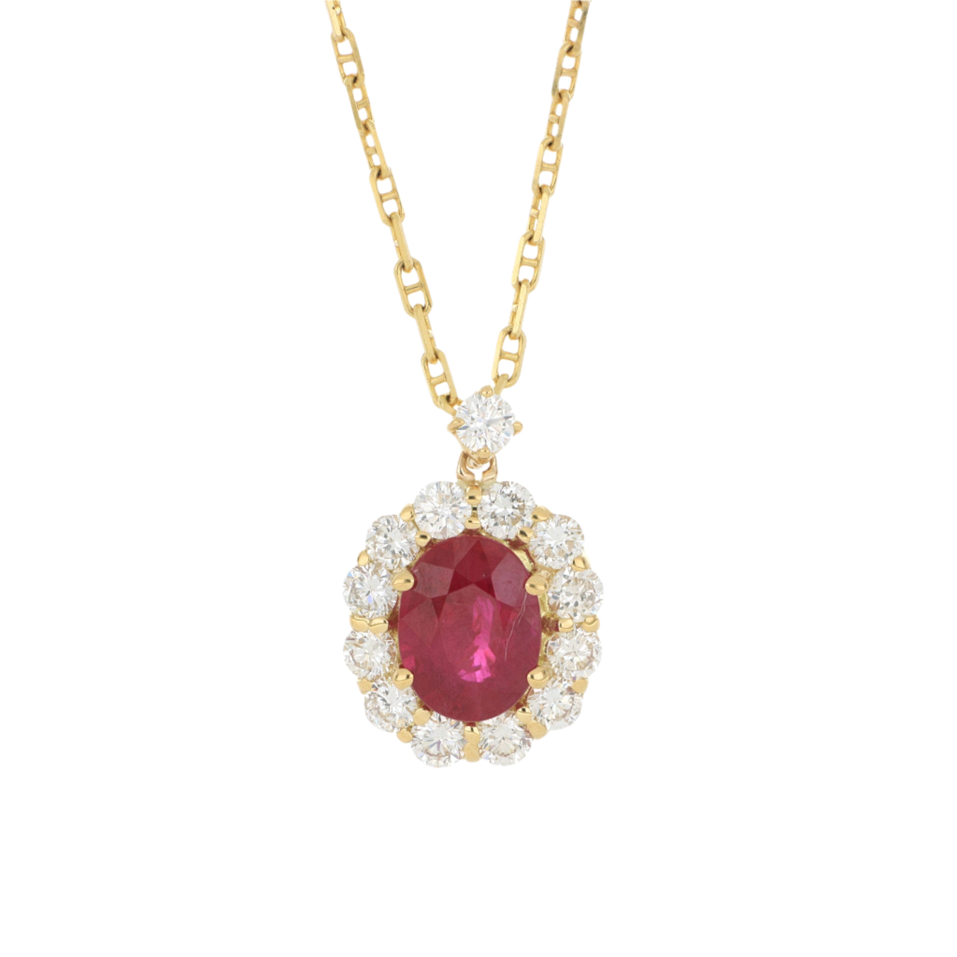 18k Yellow Gold Diamond Accented Ruby Pendant
