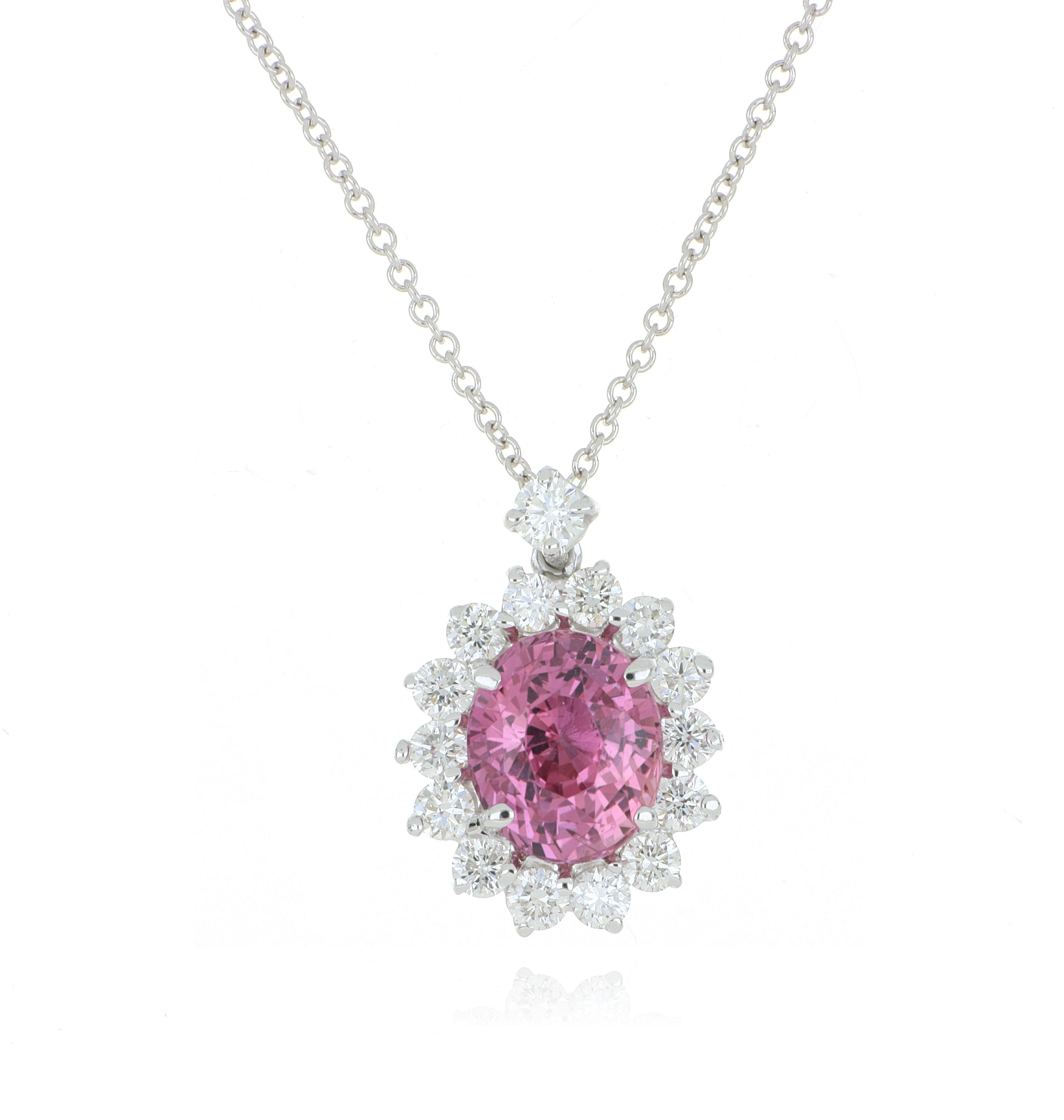 18k White Gold Diamond Accented Purple Sapphire Pendant