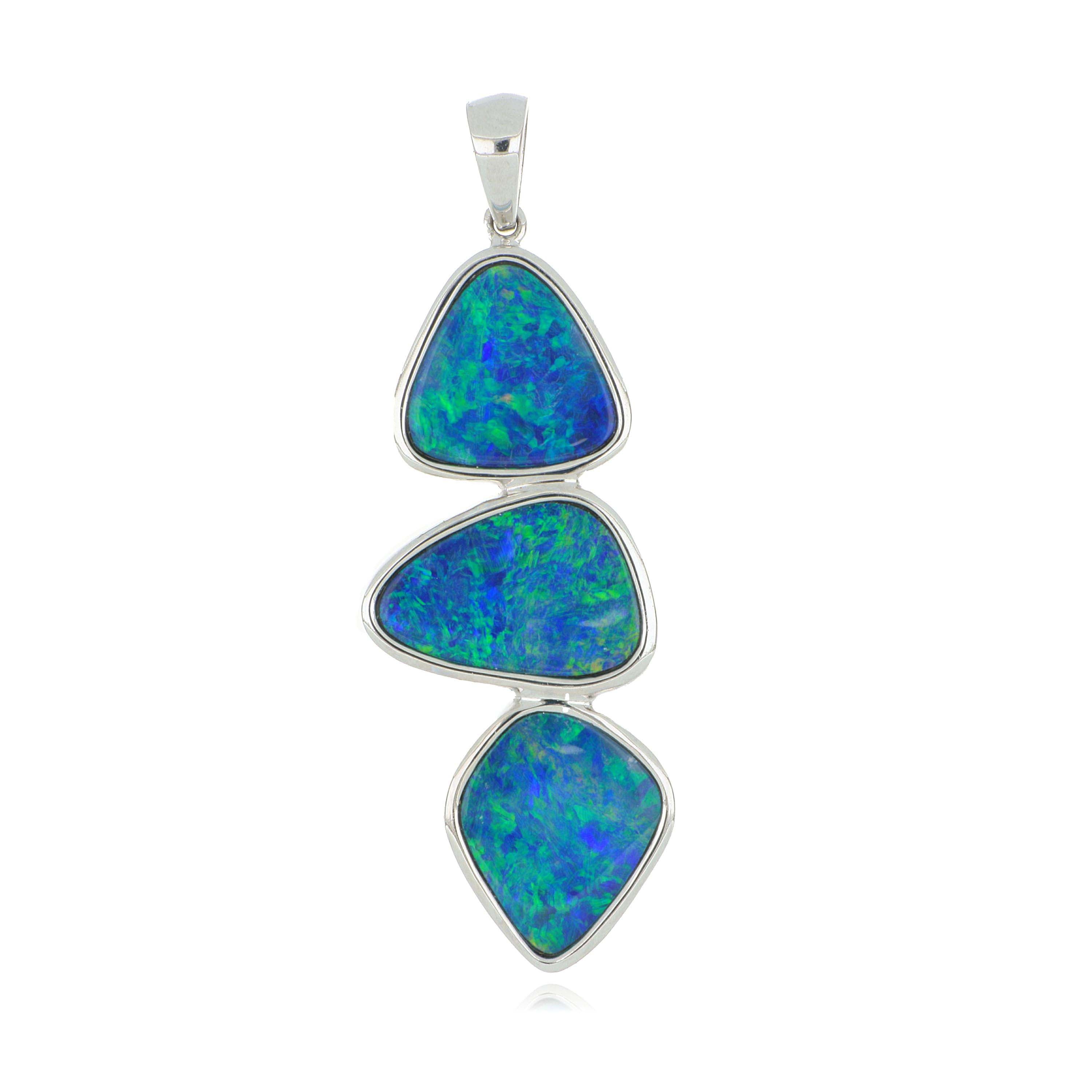 14k White Gold Opal Pendant