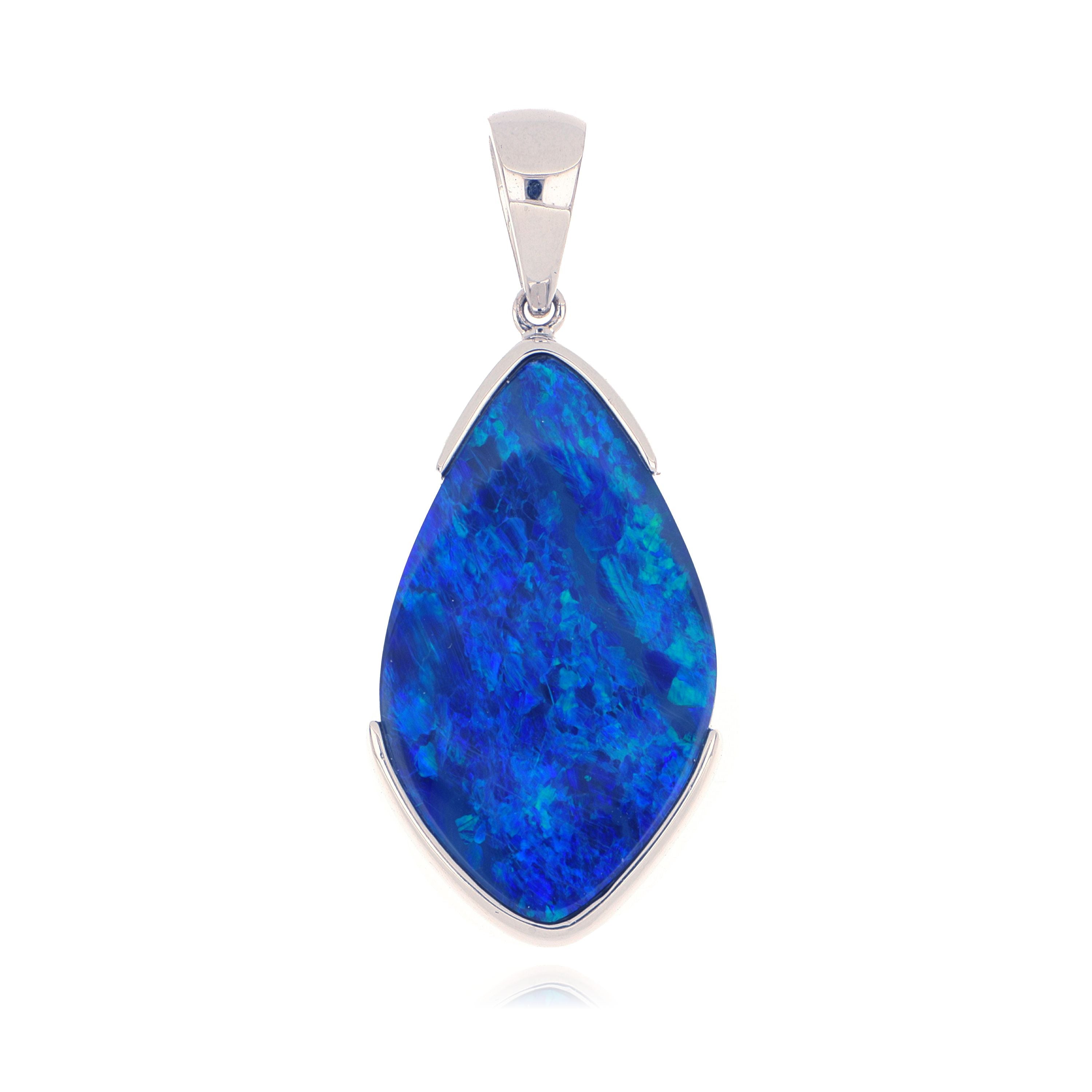 14k White Gold Opal Pendant