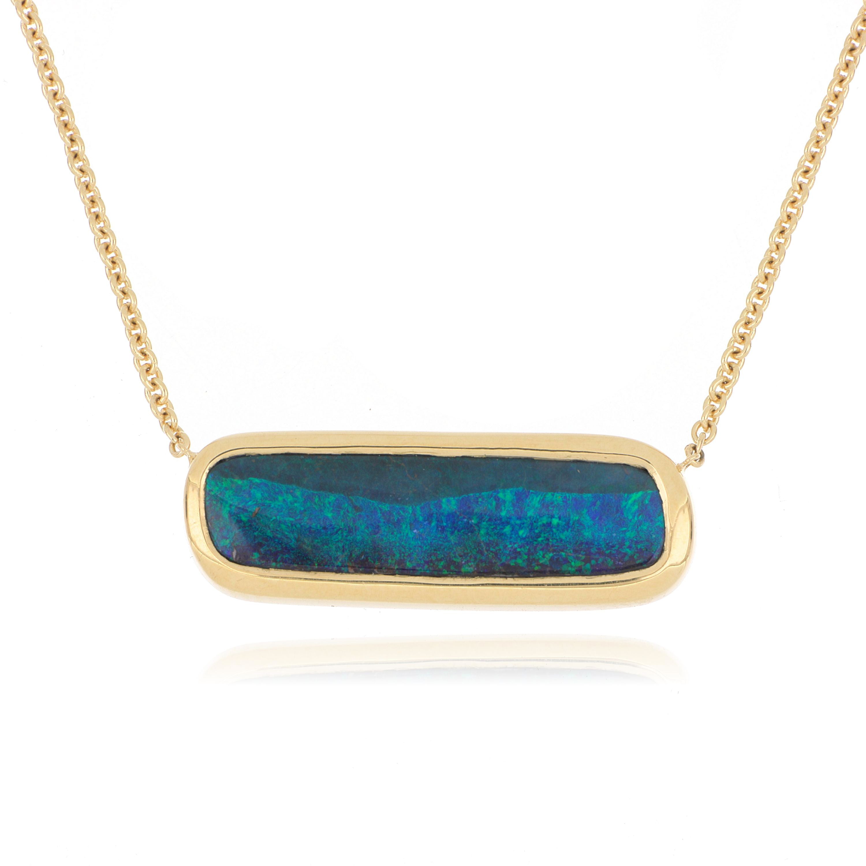 18k Yellow Gold Boulder Opal Necklace