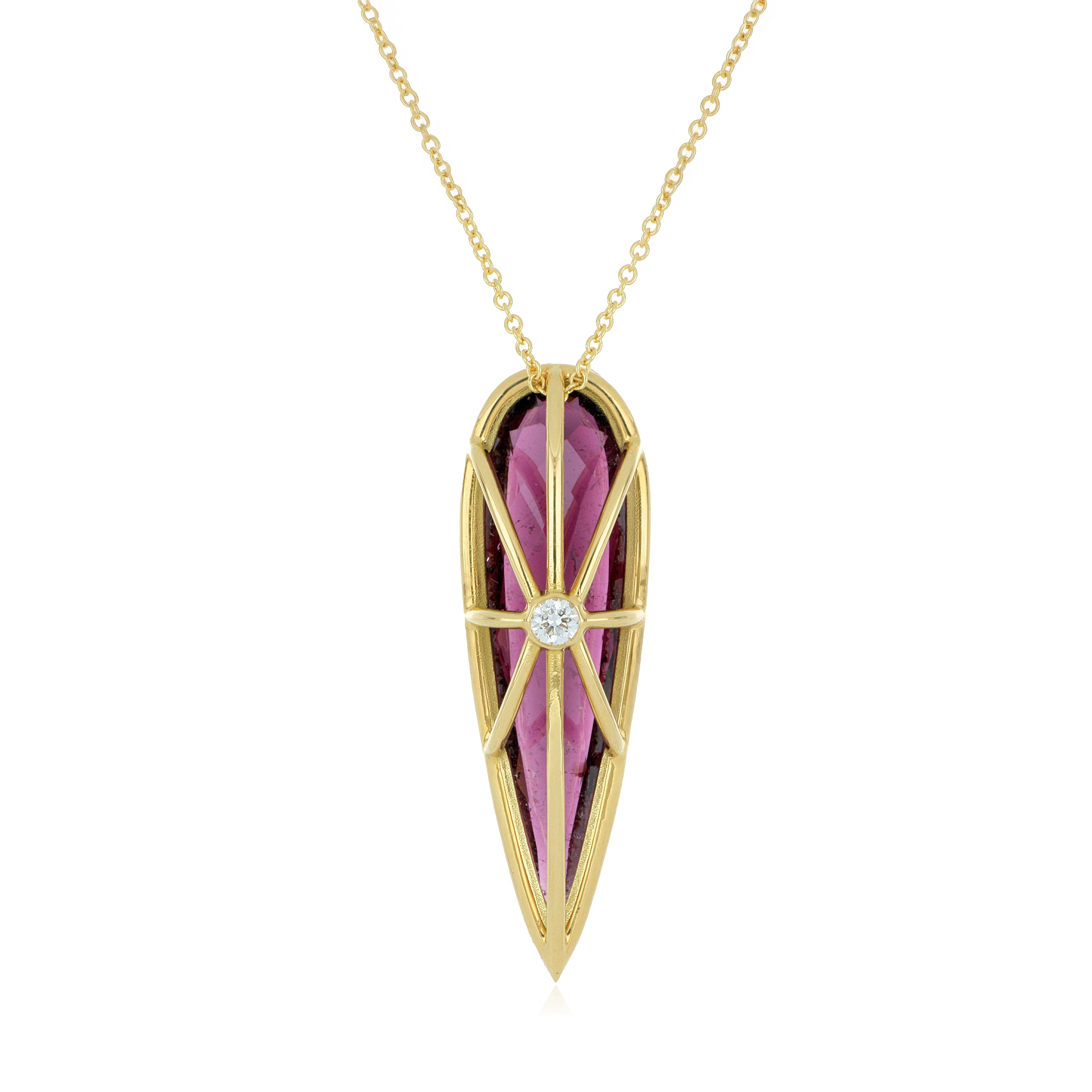18k Yellow Gold Tourmaline and Diamond Reversable Necklace