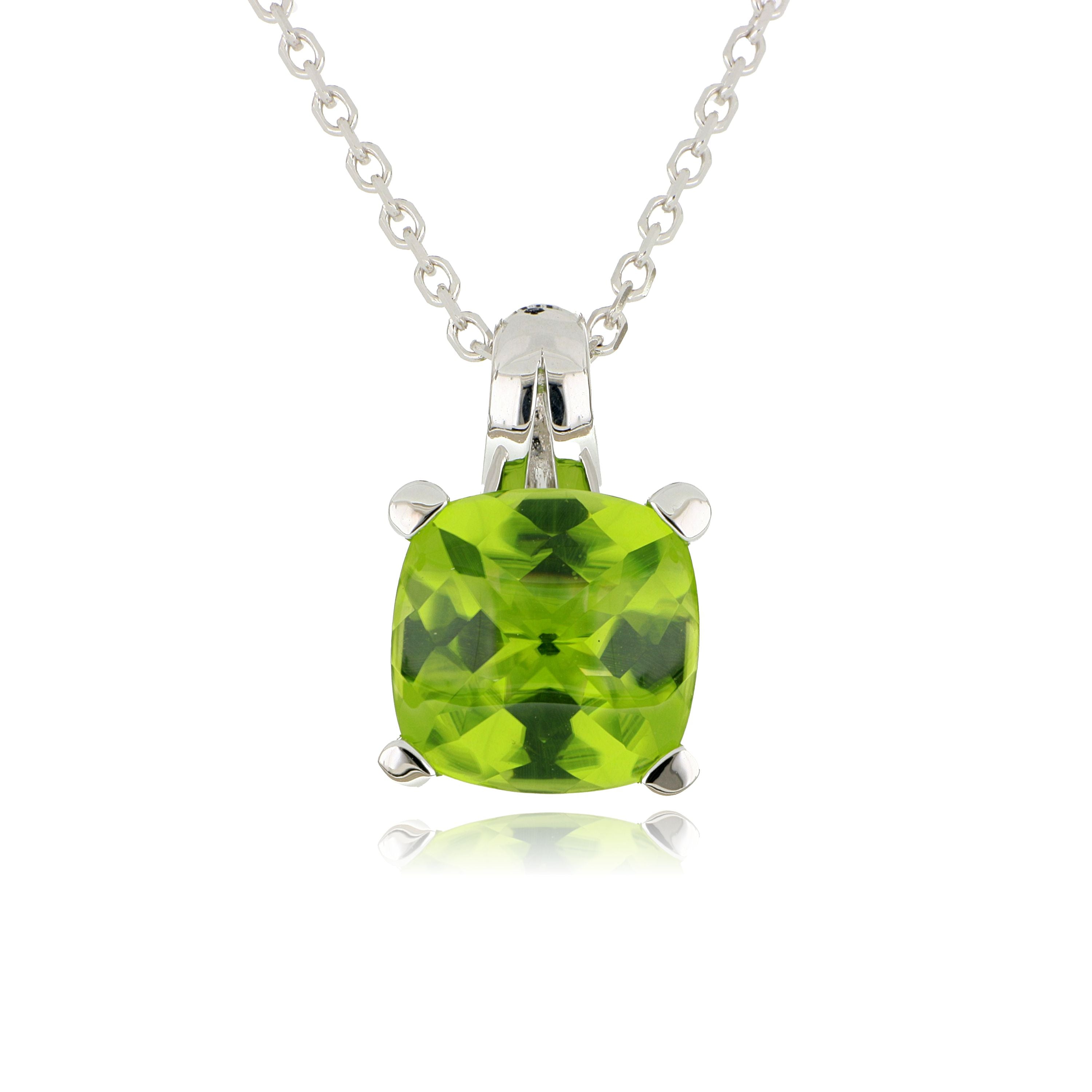 18k White Gold Peridot Necklace