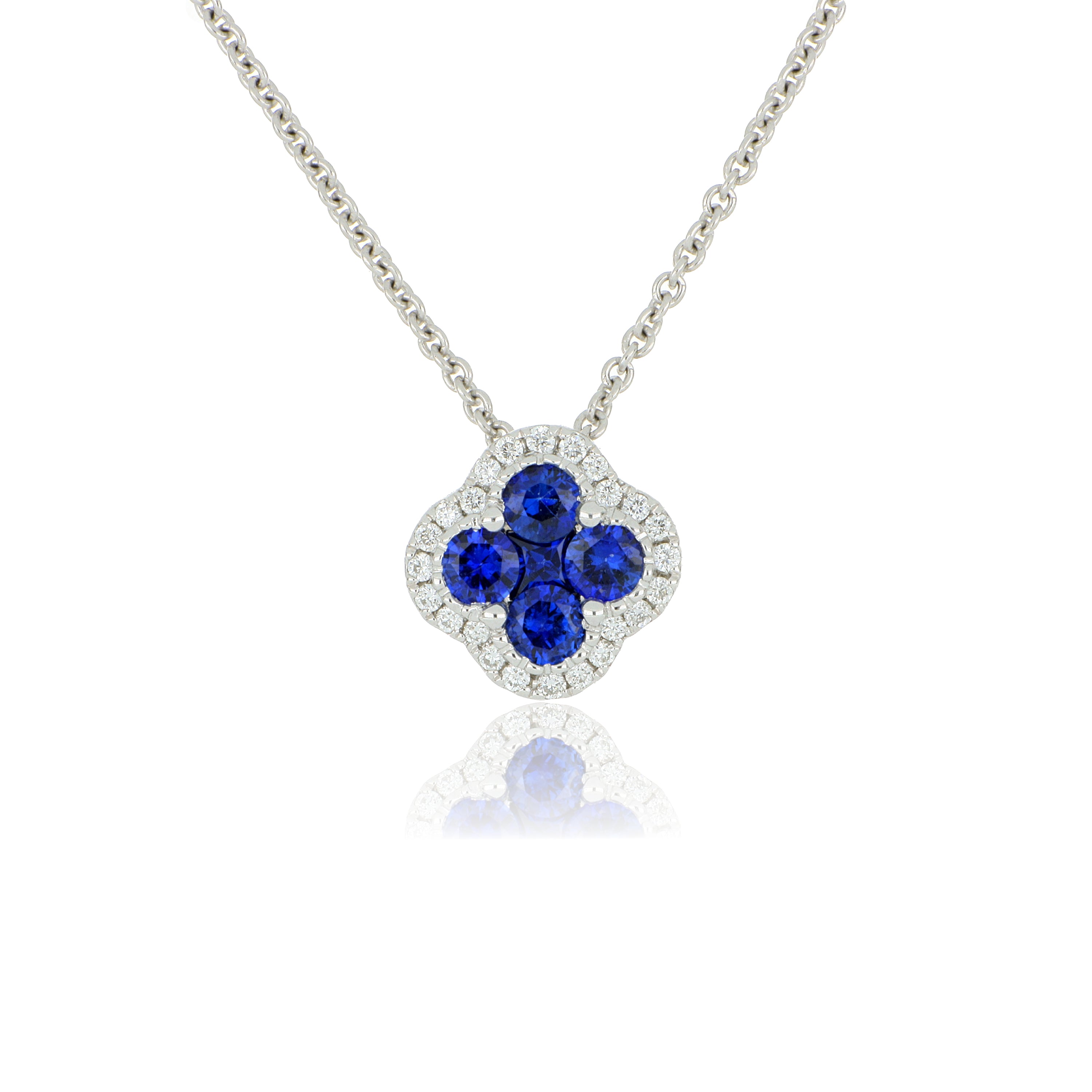 18k White Gold Sapphire and Diamond Pendant - Charles Koll Jewelers