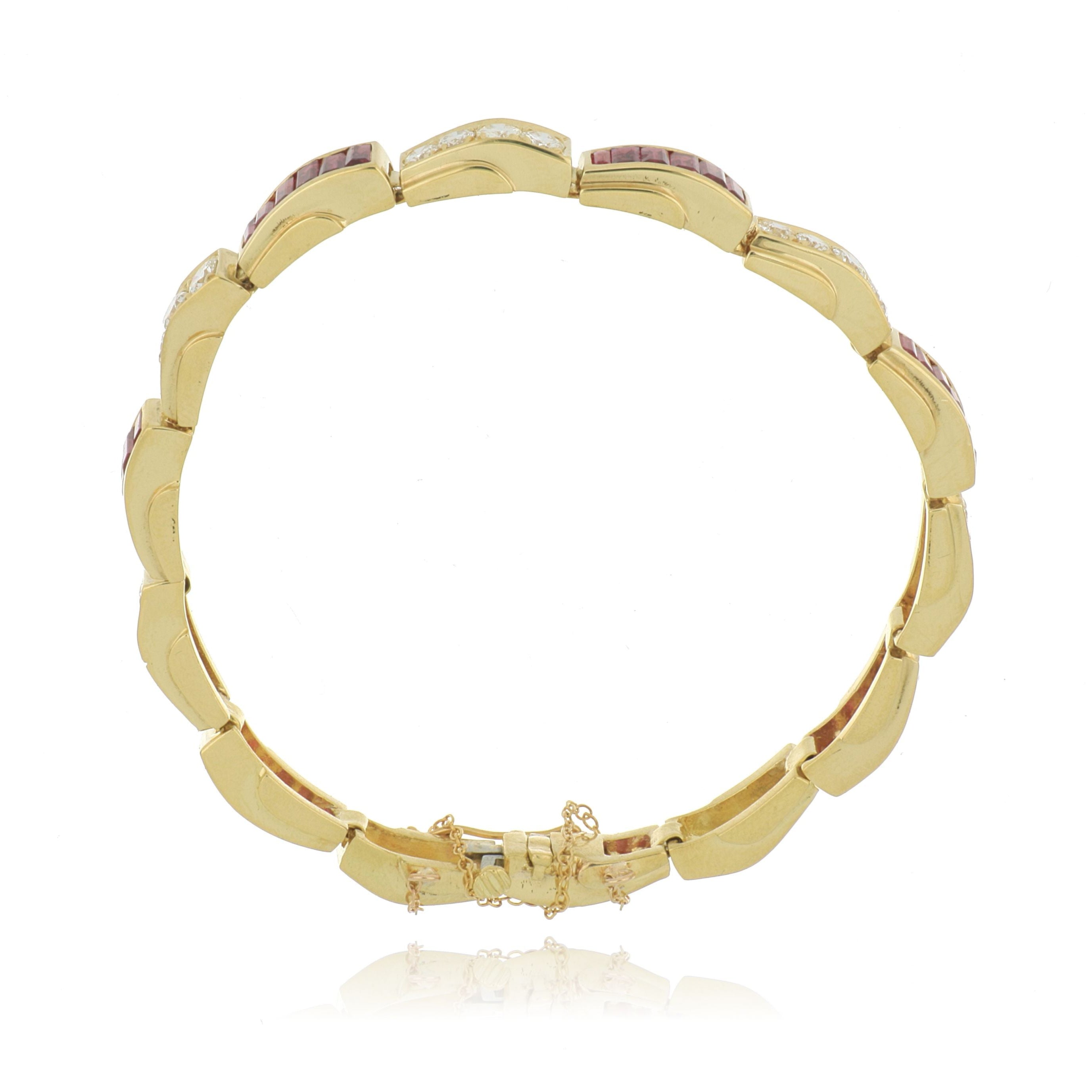 18k Yellow Gold Ruby and Diamond Bracelet