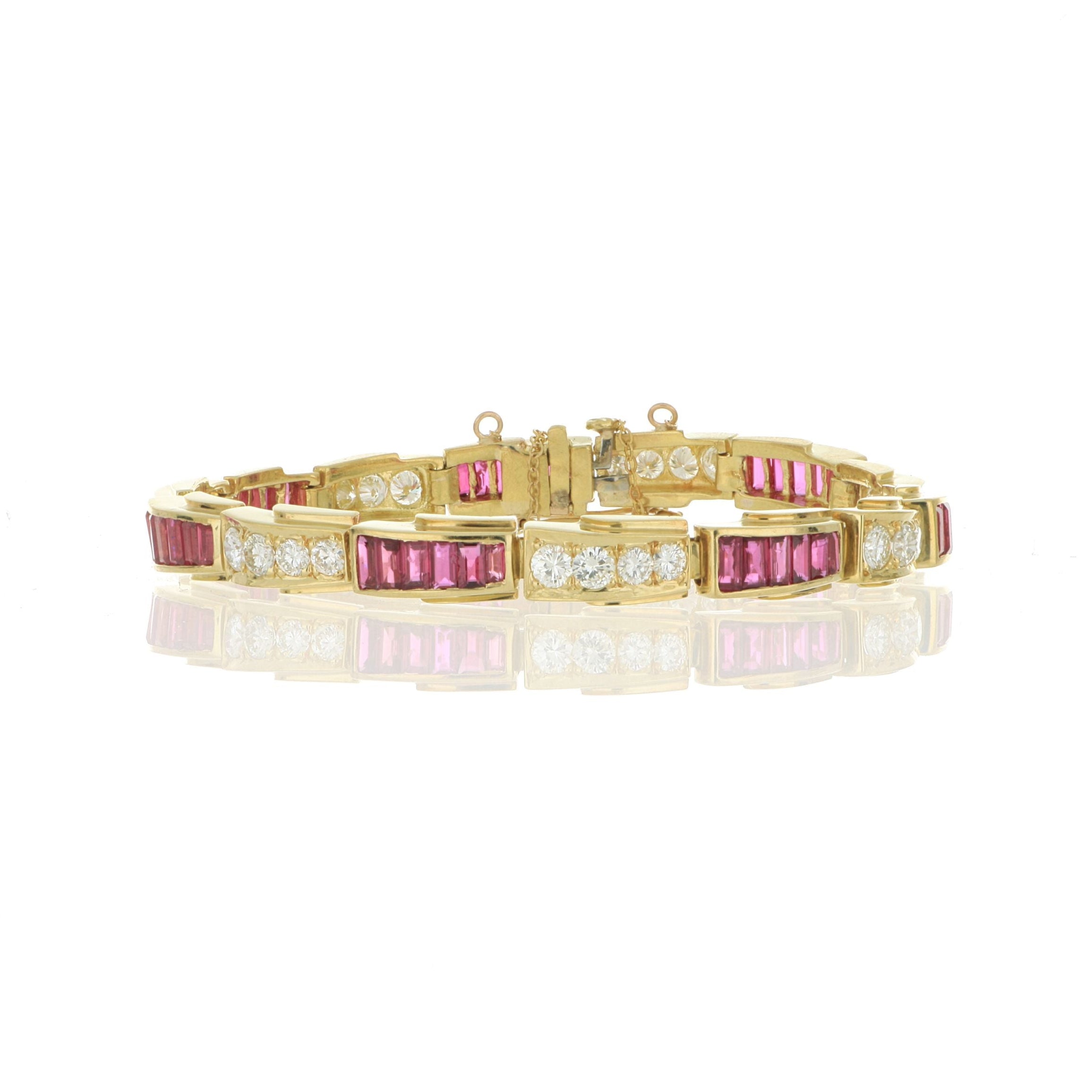 18k Yellow Gold Ruby and Diamond Bracelet