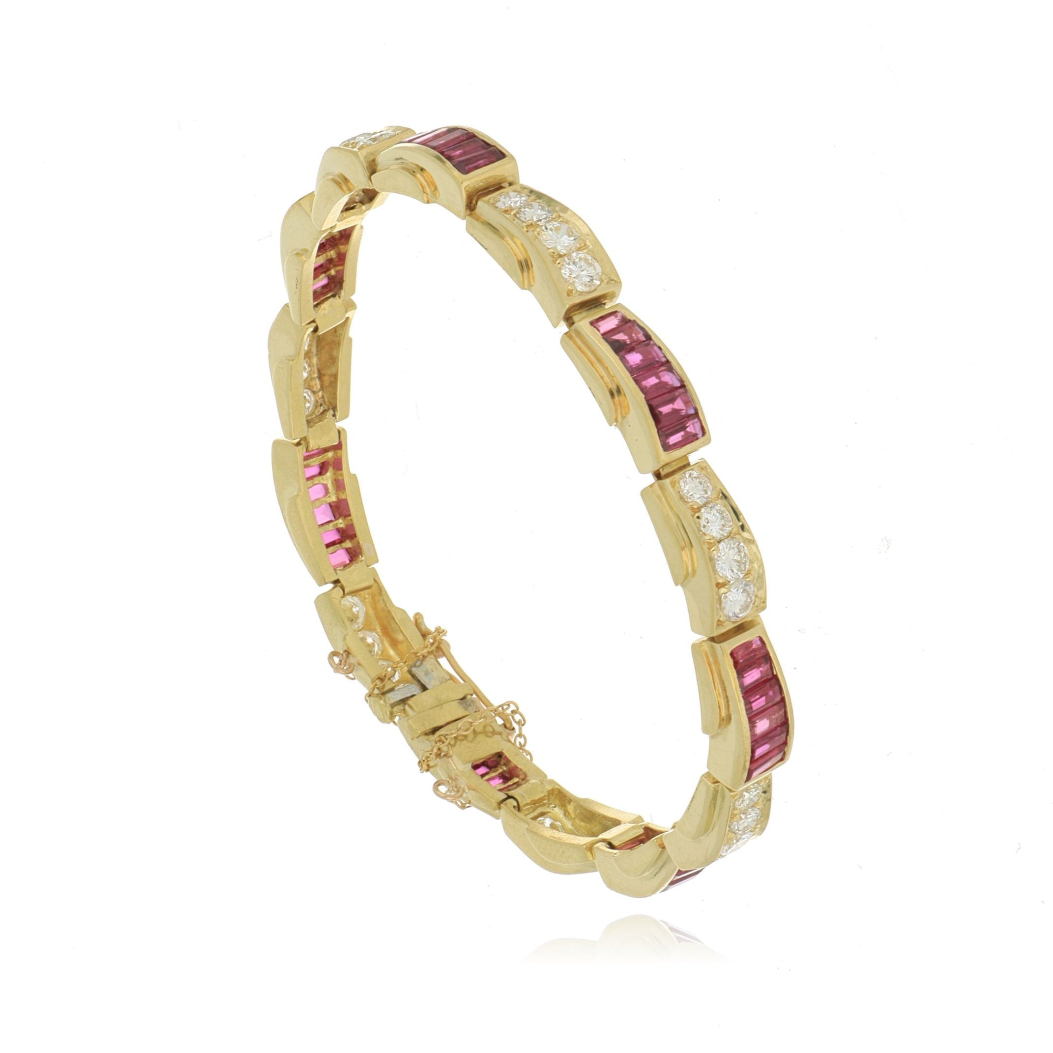 18k Yellow Gold Ruby and Diamond Bracelet