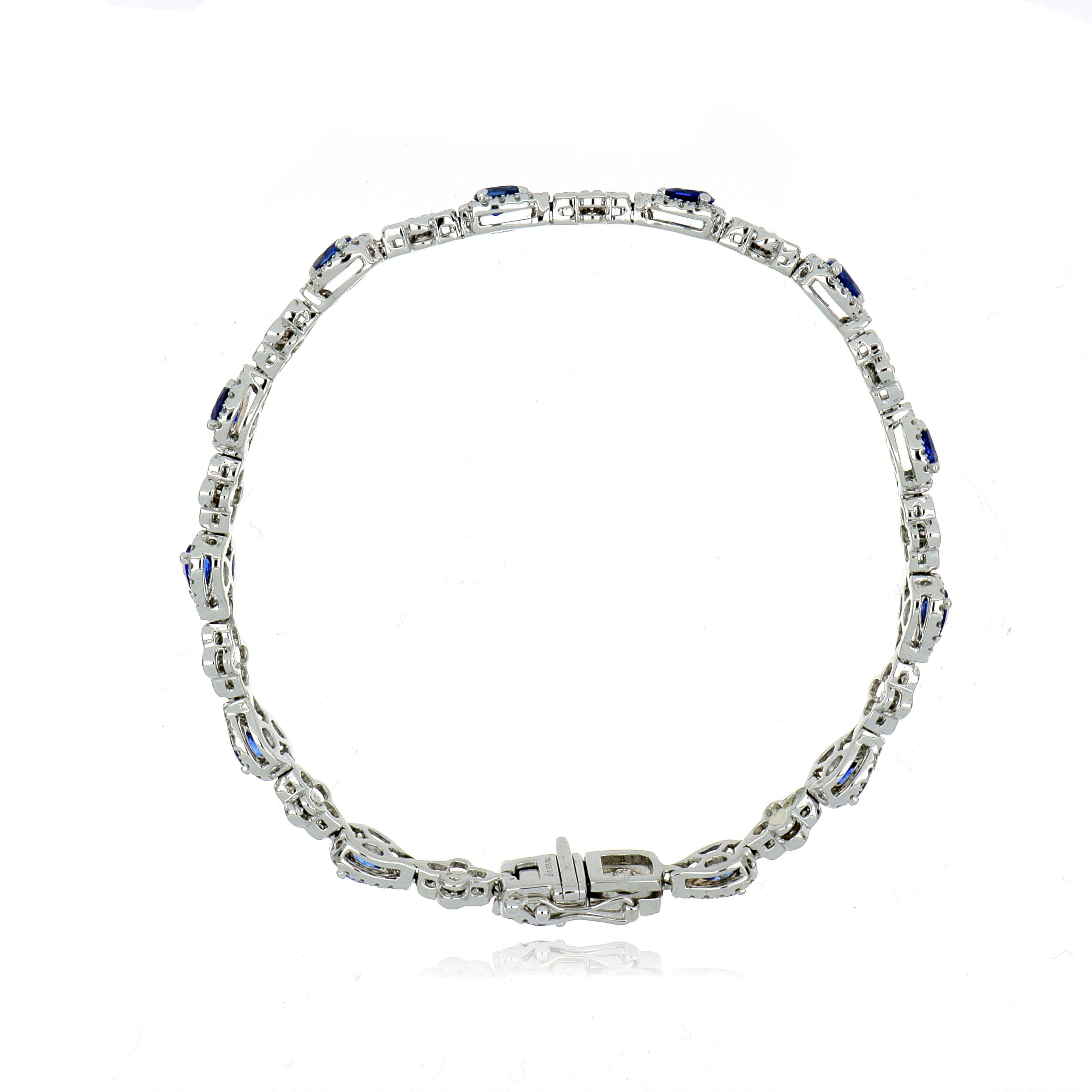 18k White Gold Sapphire and Diamond Tennis Bracelet