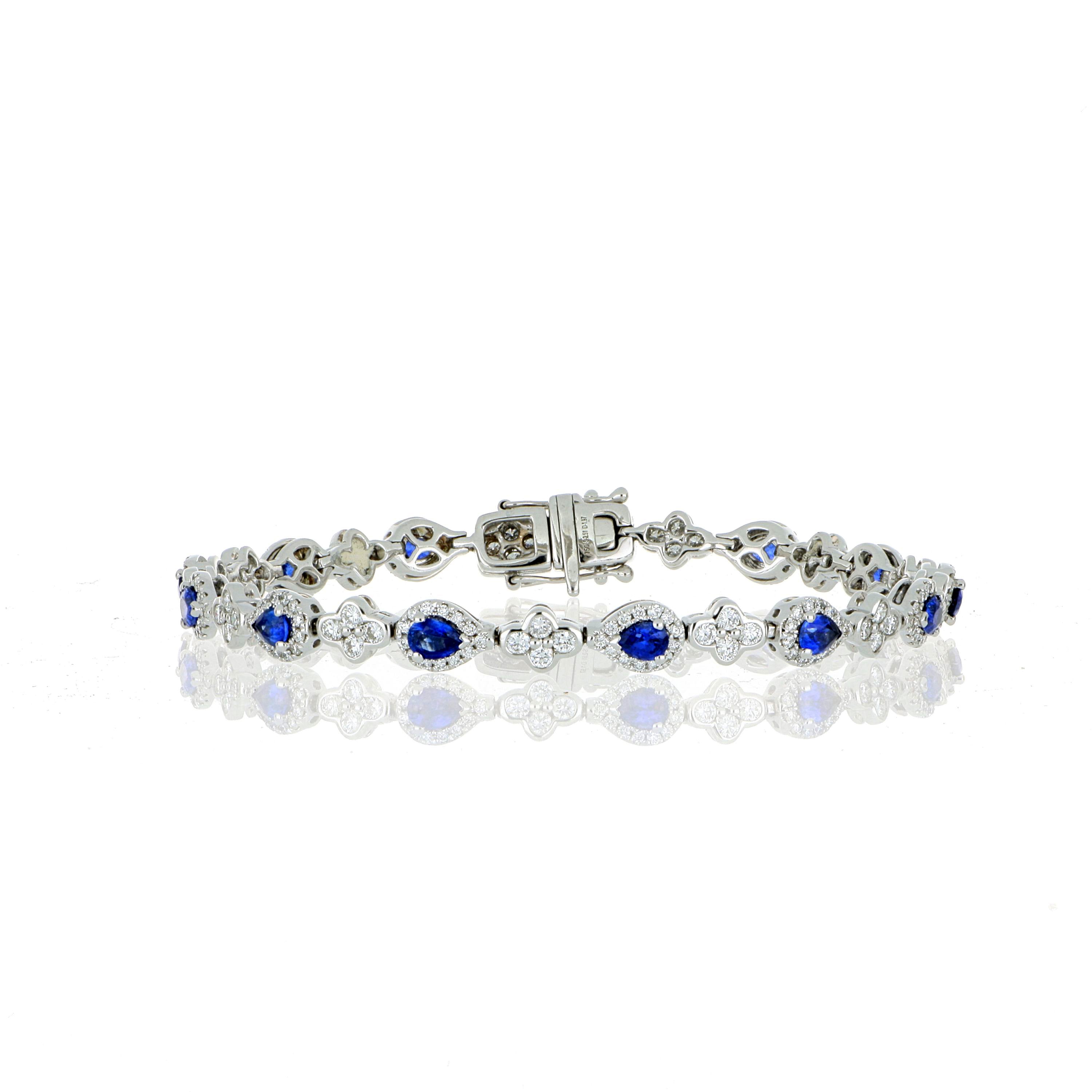18k White Gold Sapphire and Diamond Tennis Bracelet