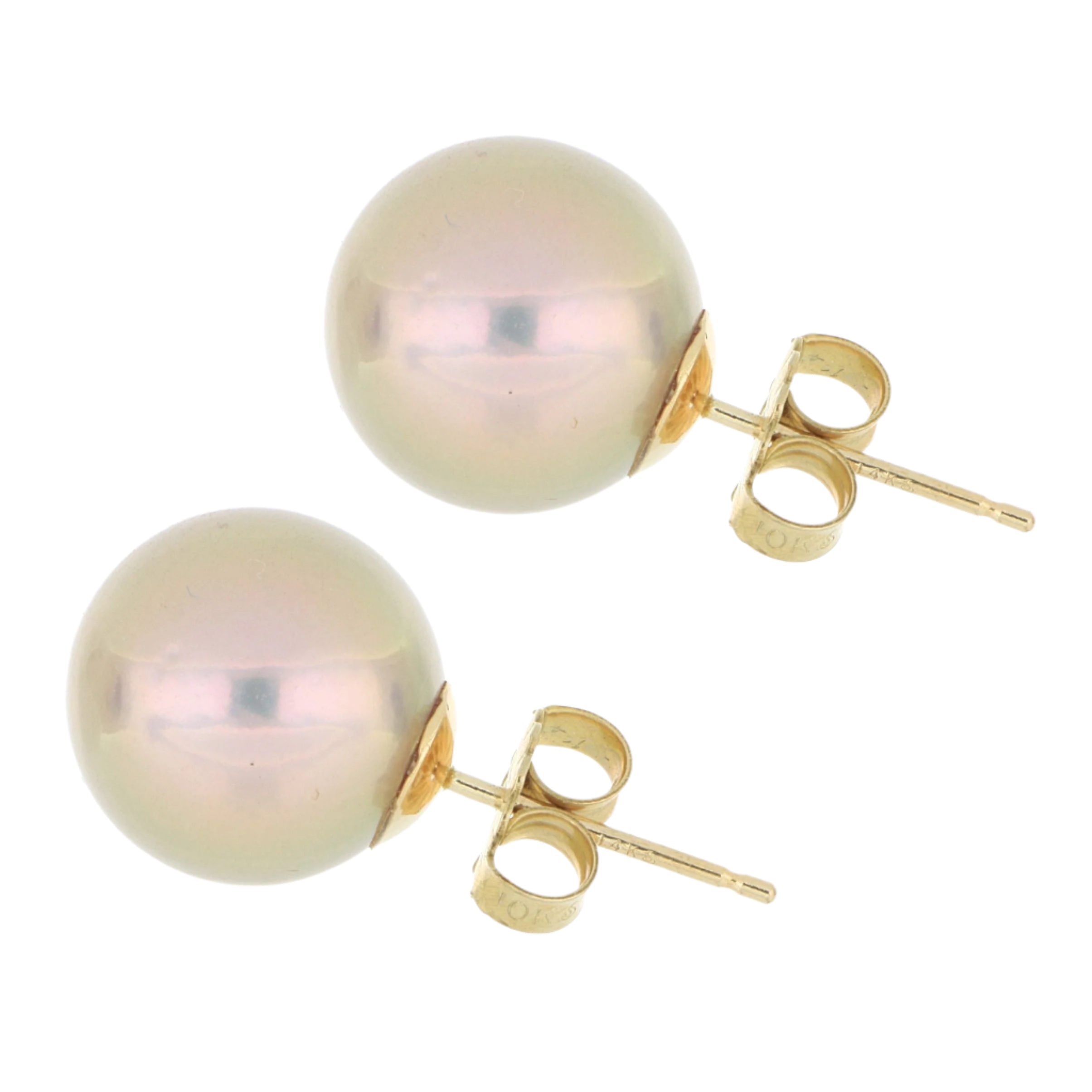 14k Yellow Gold 10-10.5mm Fresh Water Pearl Studs - Charles Koll Jewelers