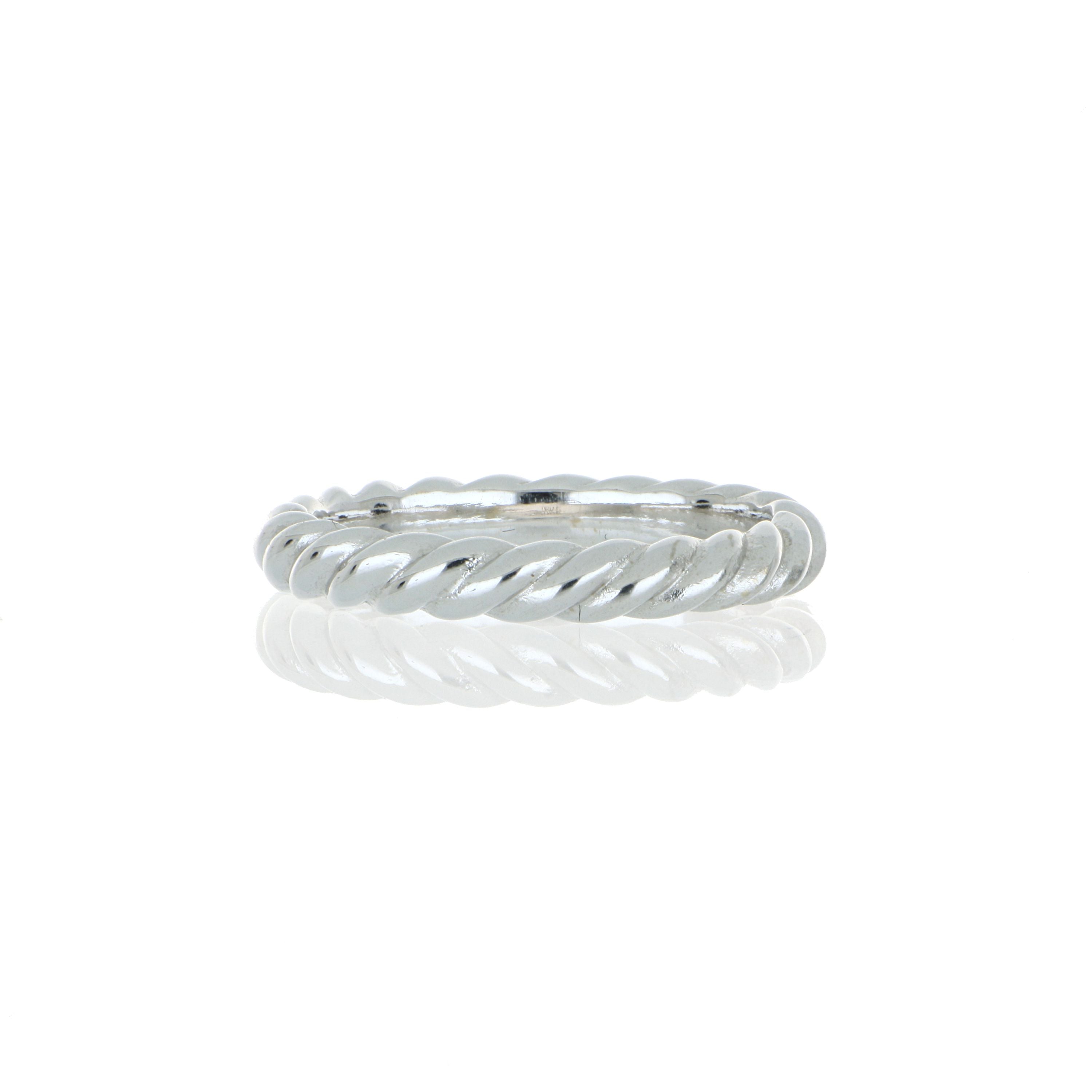 18k White Gold Skinny Rope Wedding Band