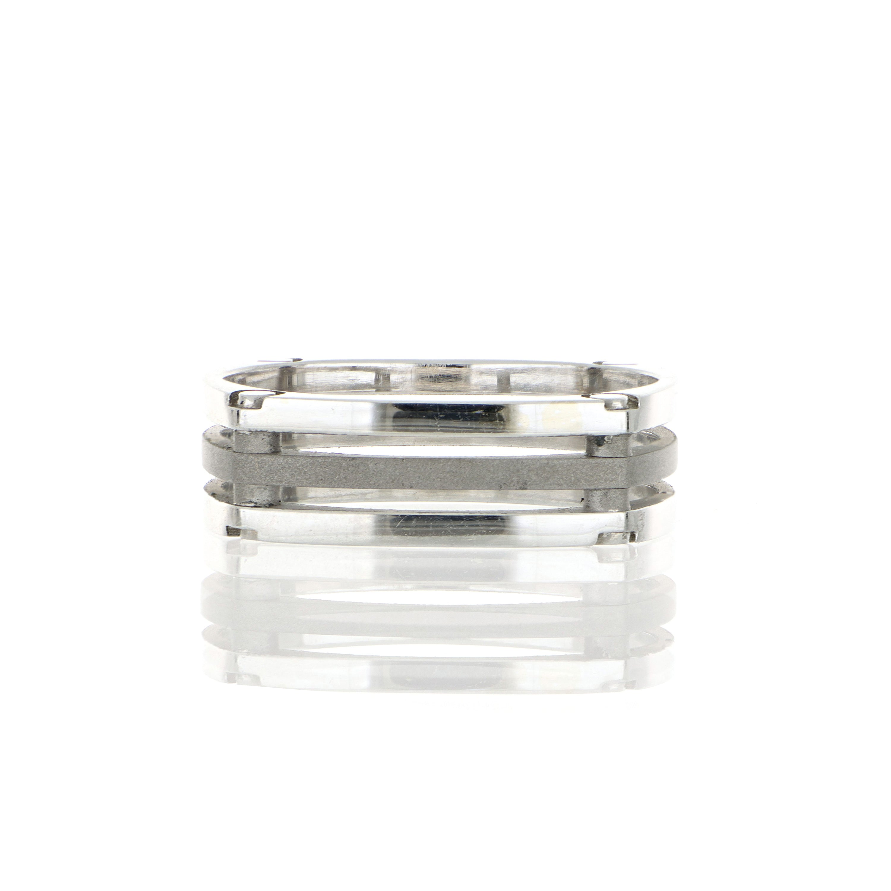 18k White Gold 3 Section Dora Men's Wedding Band - Charles Koll Jewelers