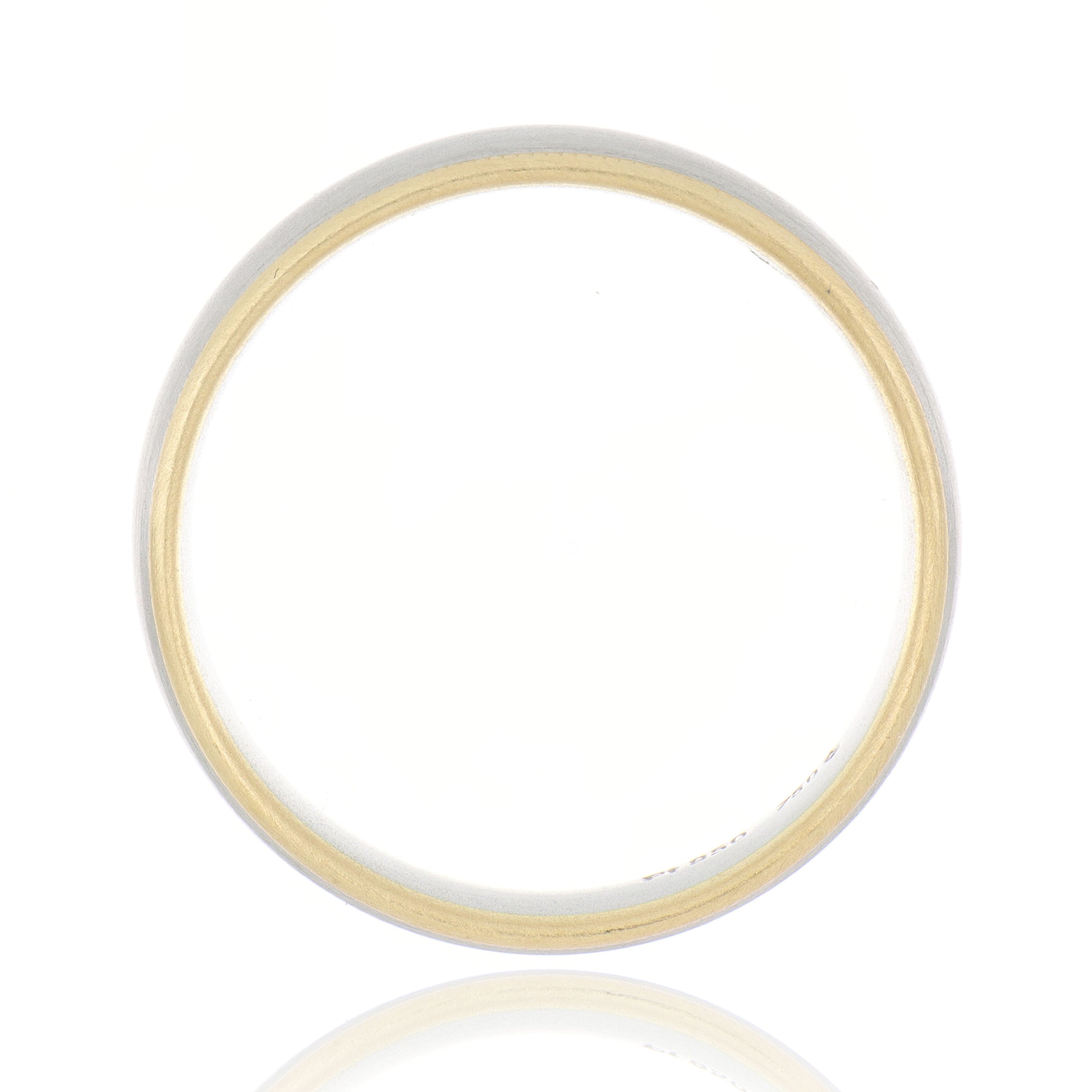 Platinum and 18k Yellow Gold Milgrain Edge Men's Wedding Band