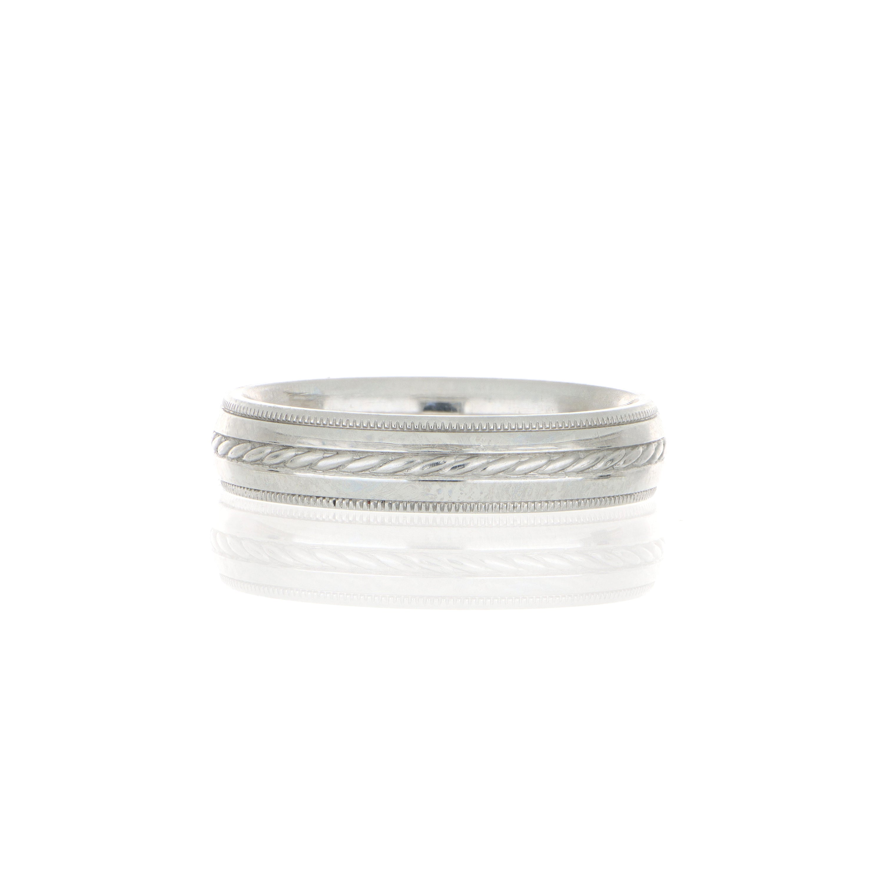 Platinum Rope Engraved Men's Wedding Band - Charles Koll Jewelers