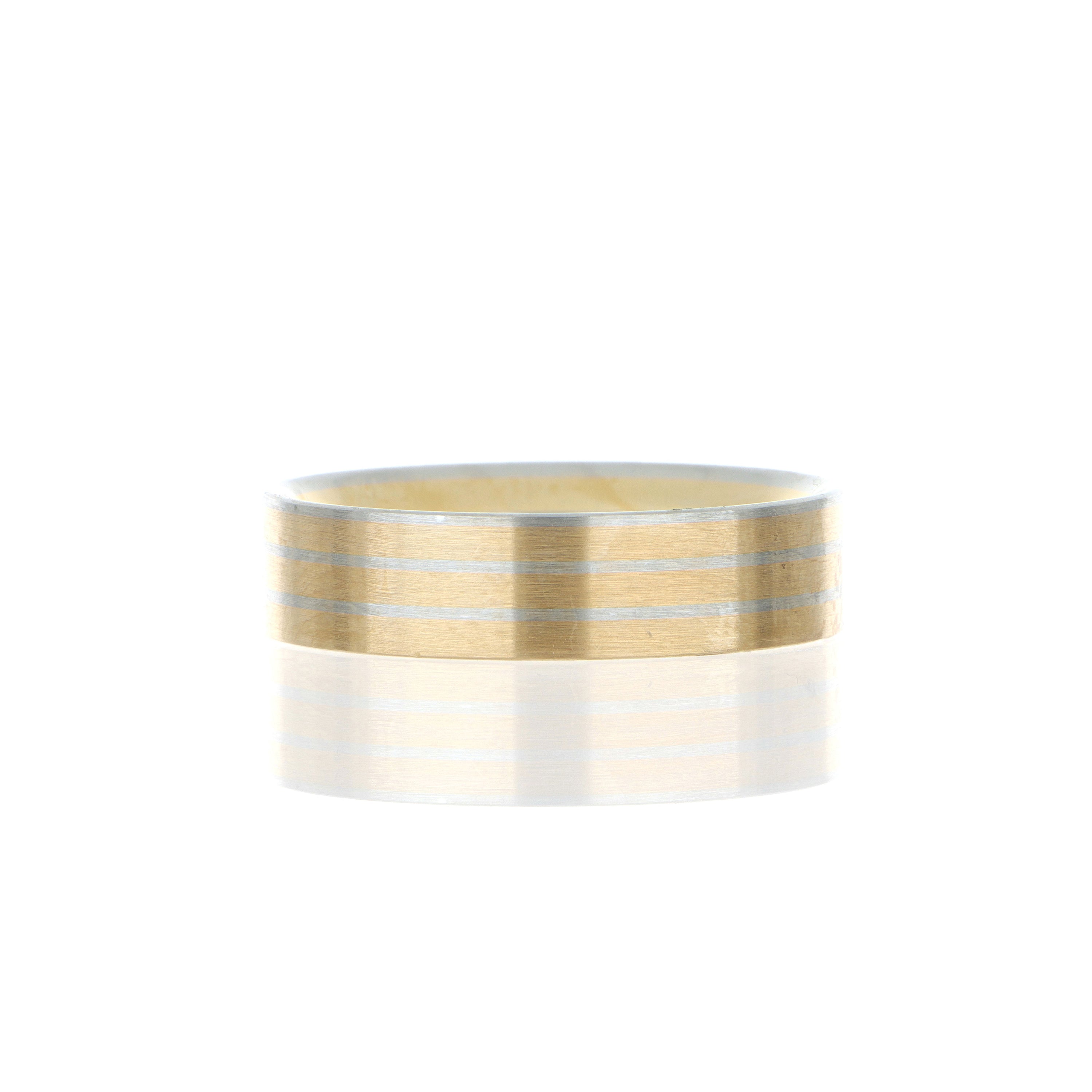Platinum and 18k Rose Gold Striped Men's Wedding Band - Charles Koll Jewelers
