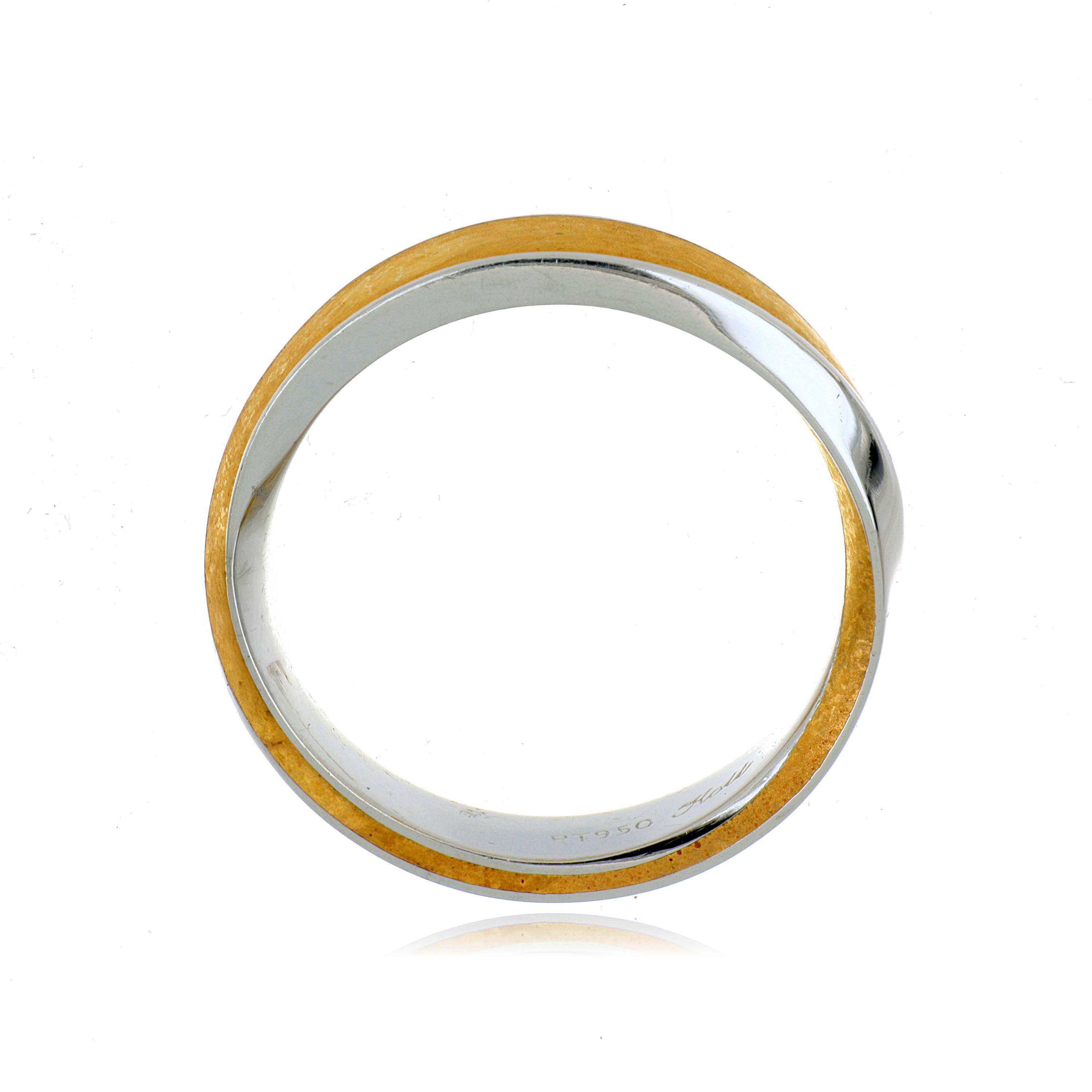 24k Yellow Gold and Platinum Men's Mobius Wedding Band