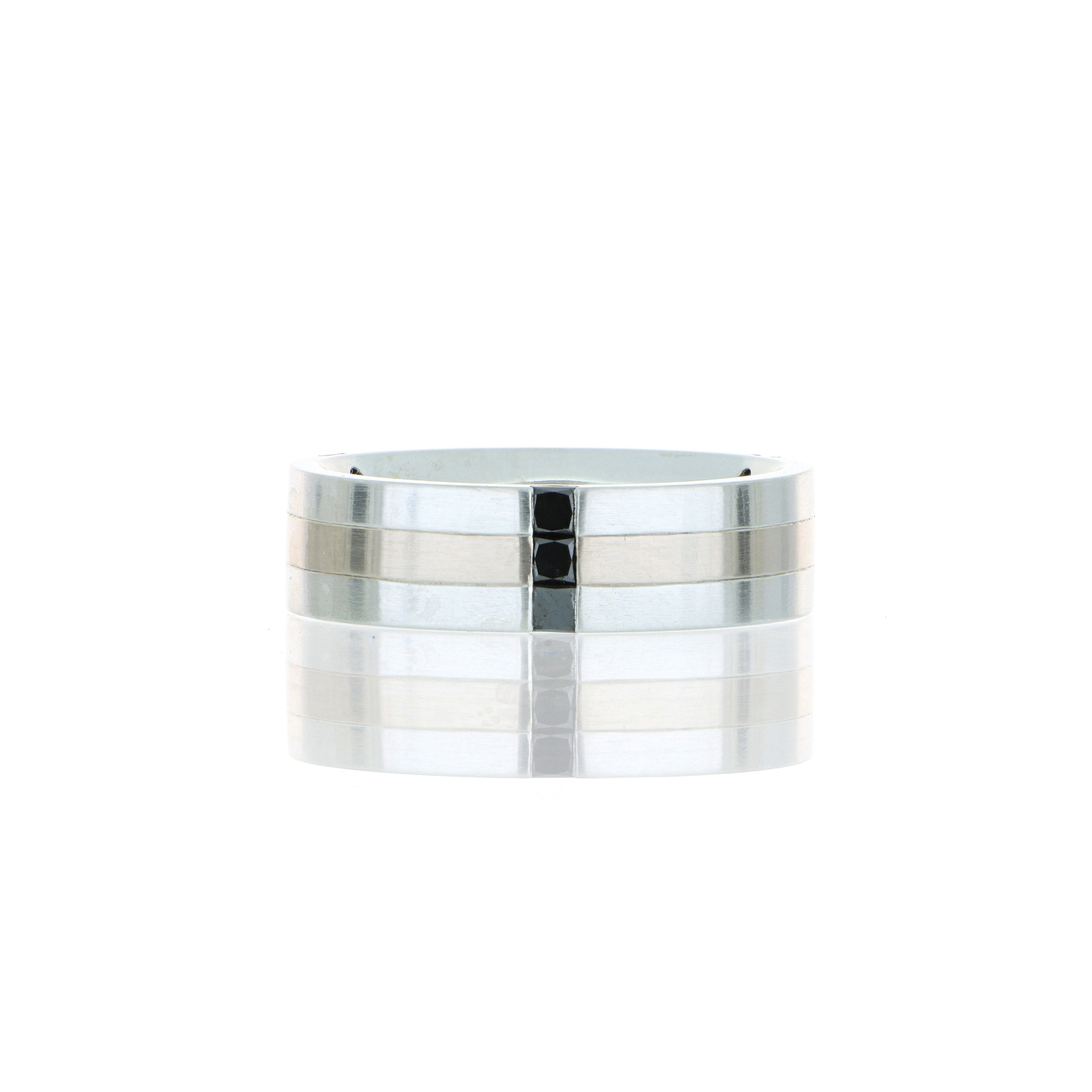 Platinum and 18k White Gold Black Diamond Men's Wedding Band