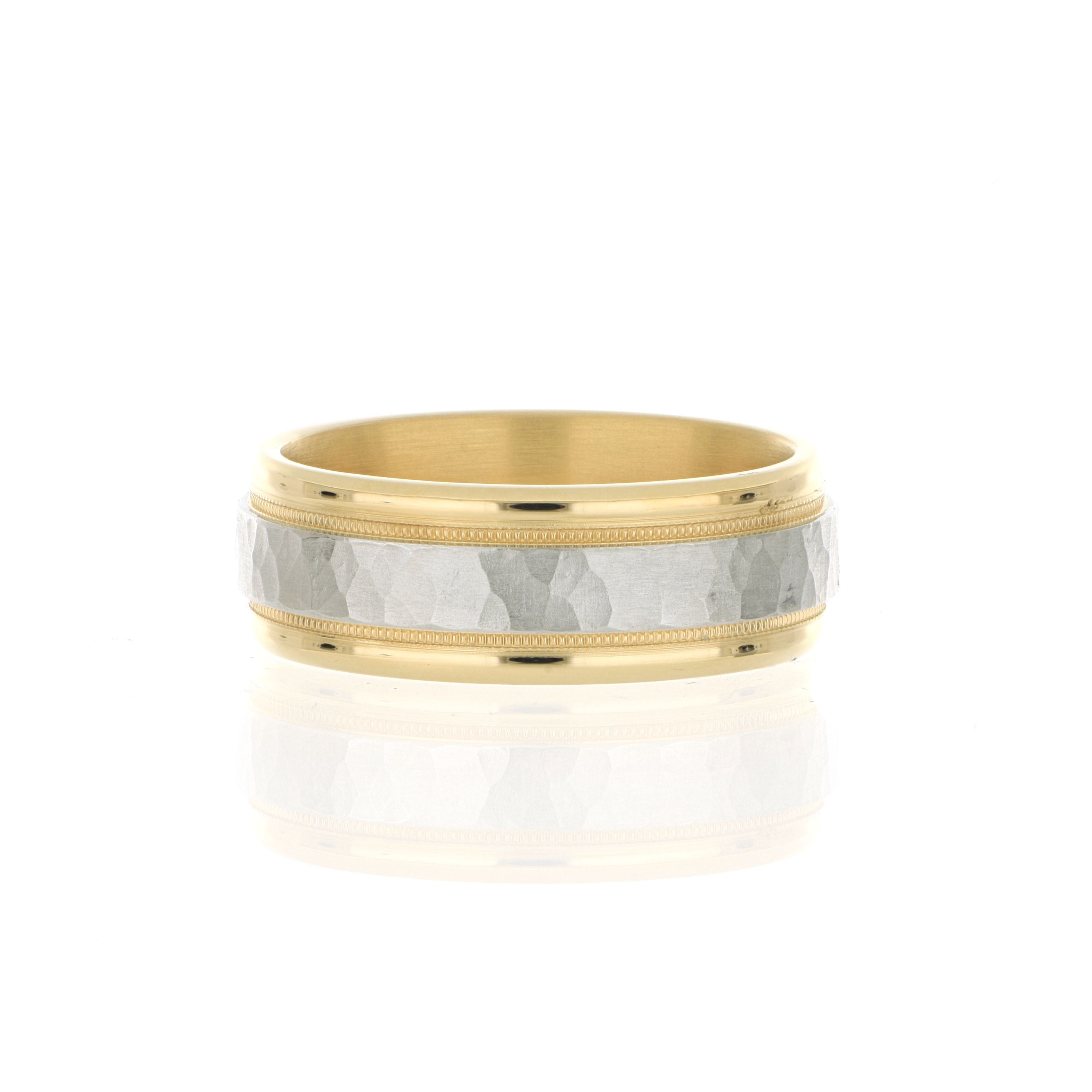 18k Yellow Gold and Platinum Men's Wedding Band - Charles Koll Jewelers