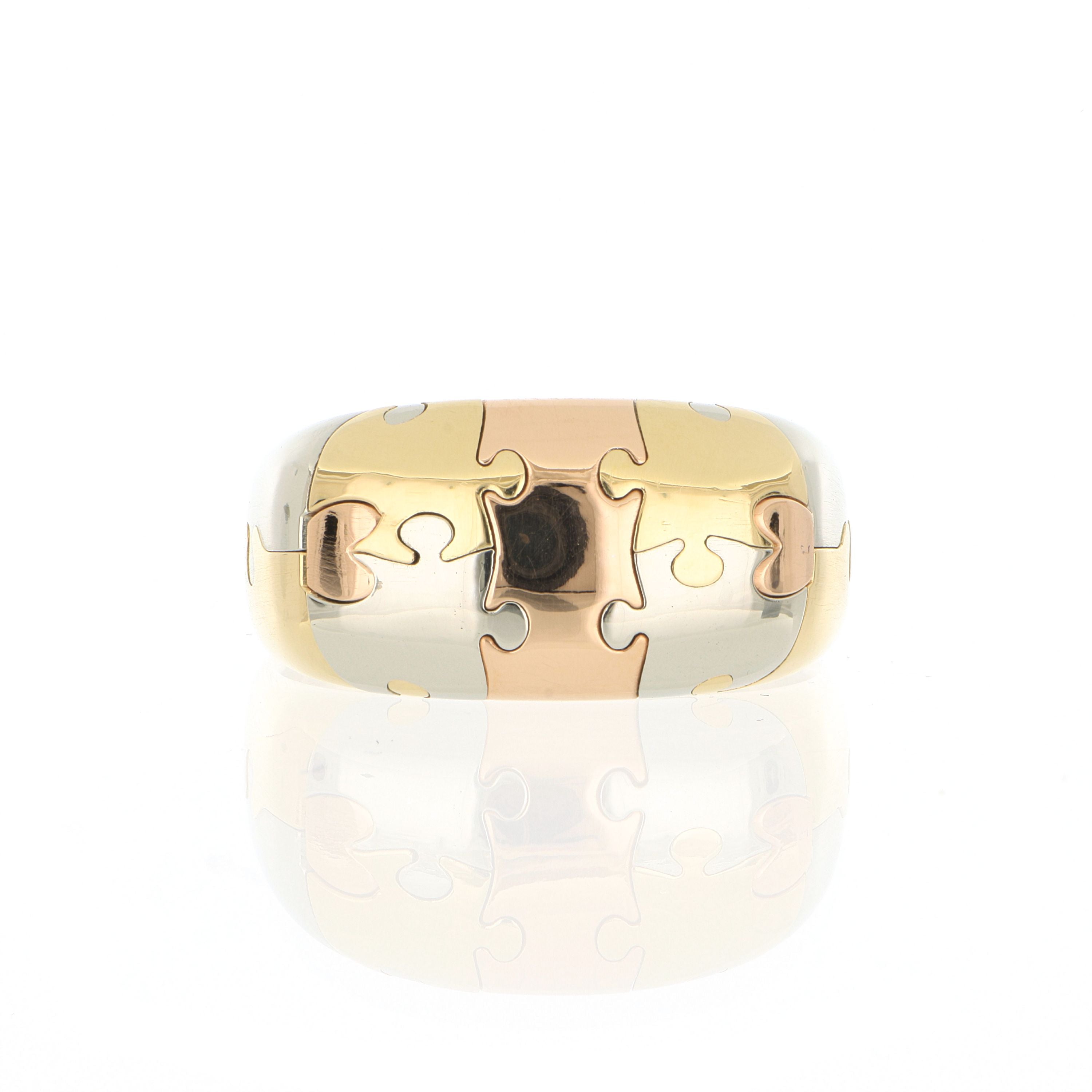 18k White, Yellow, and Rose Gold Custom Men's Working Puzzle Ring