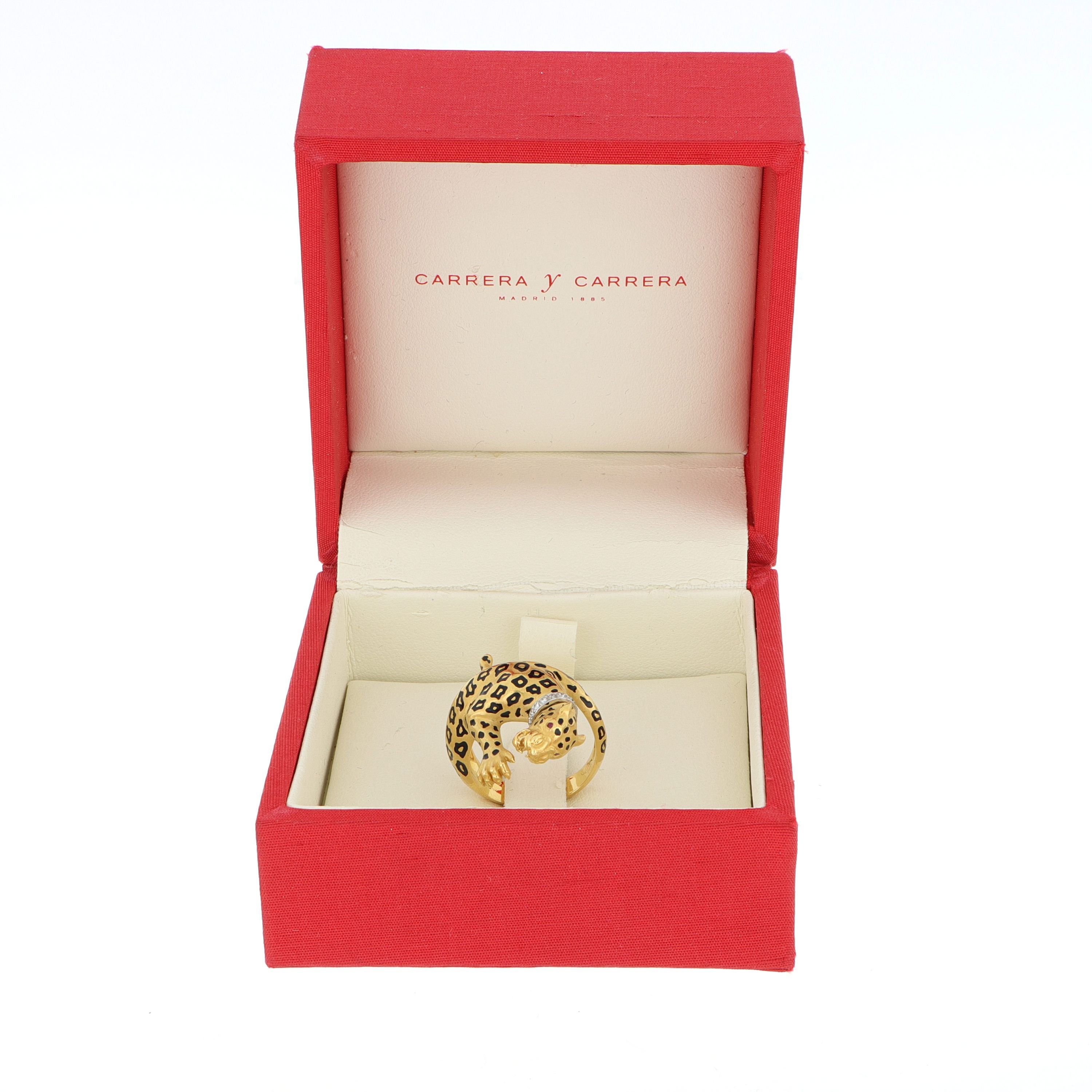 Carrera Carrera 18k Yellow Gold Diamond and Ruby Leopard Ring