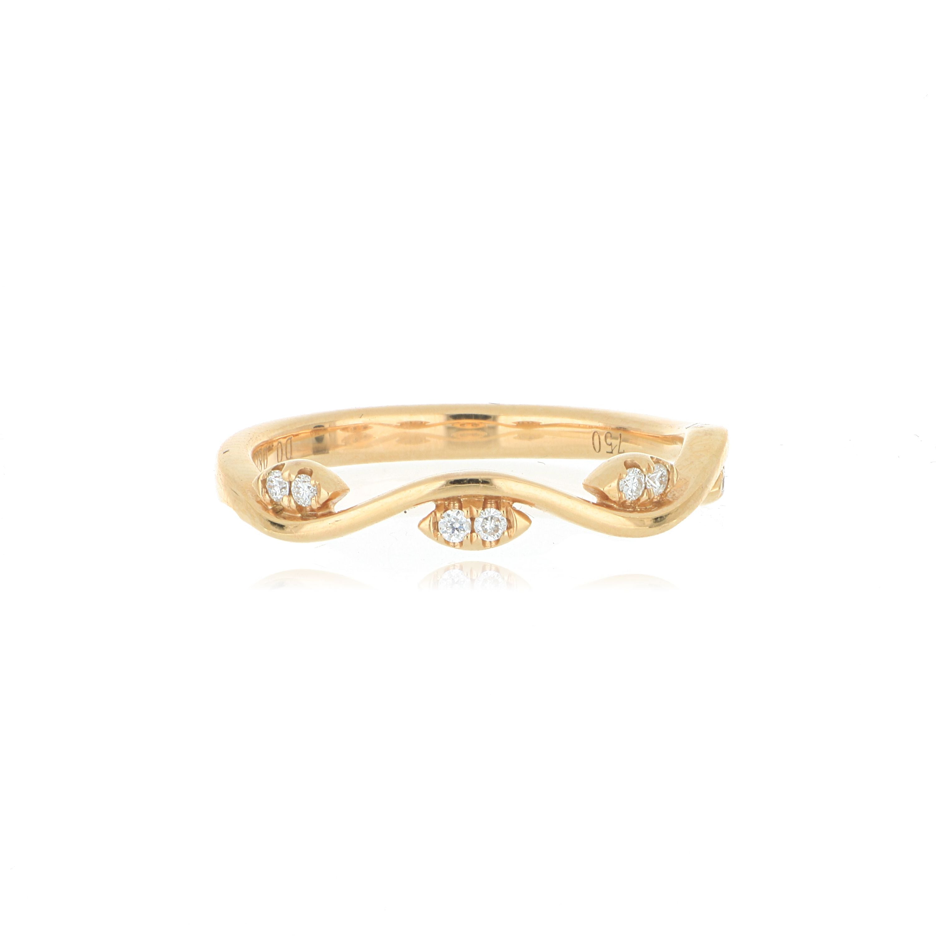 18k Rose Gold Diamond Accented Vine Band