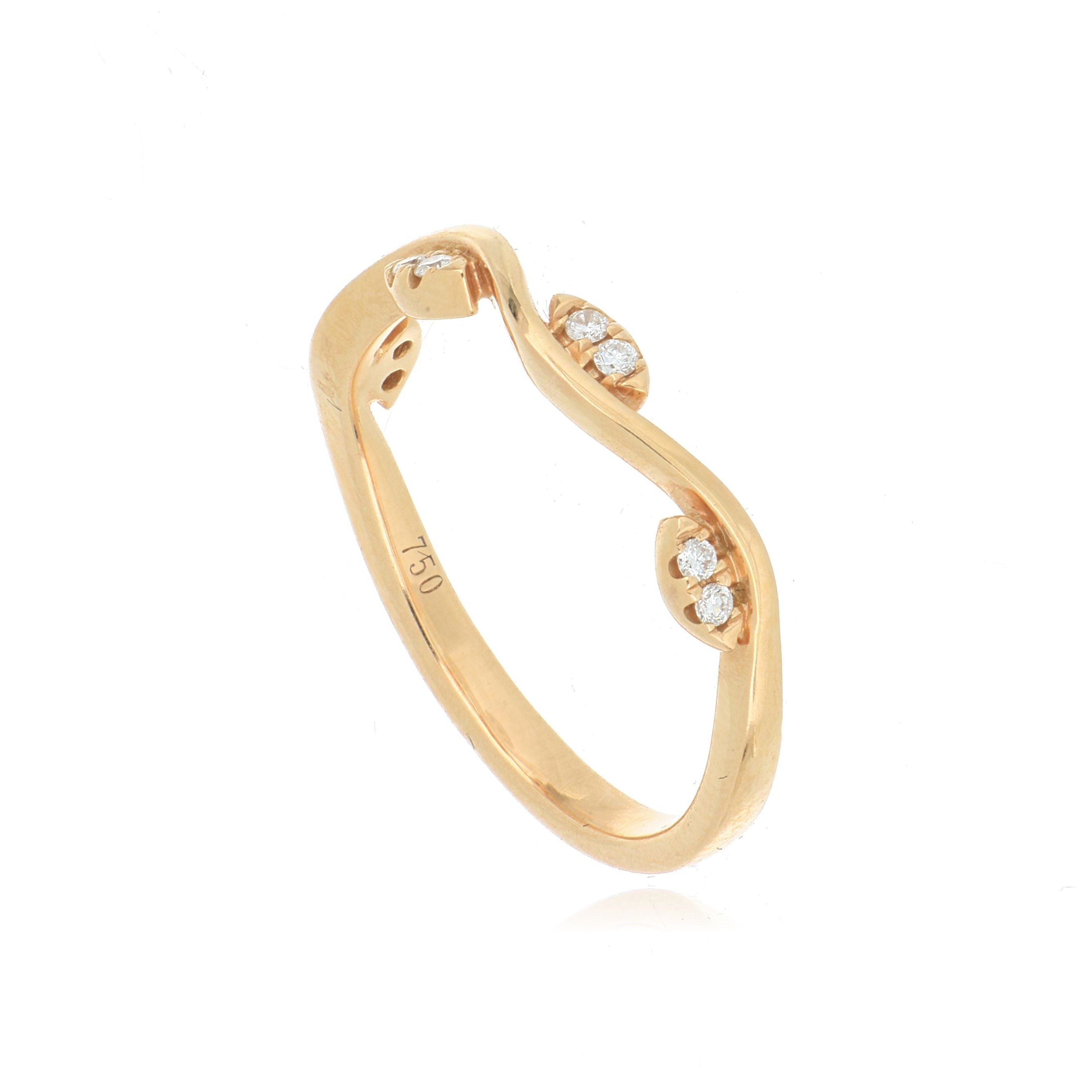 18k Rose Gold Diamond Accented Vine Band