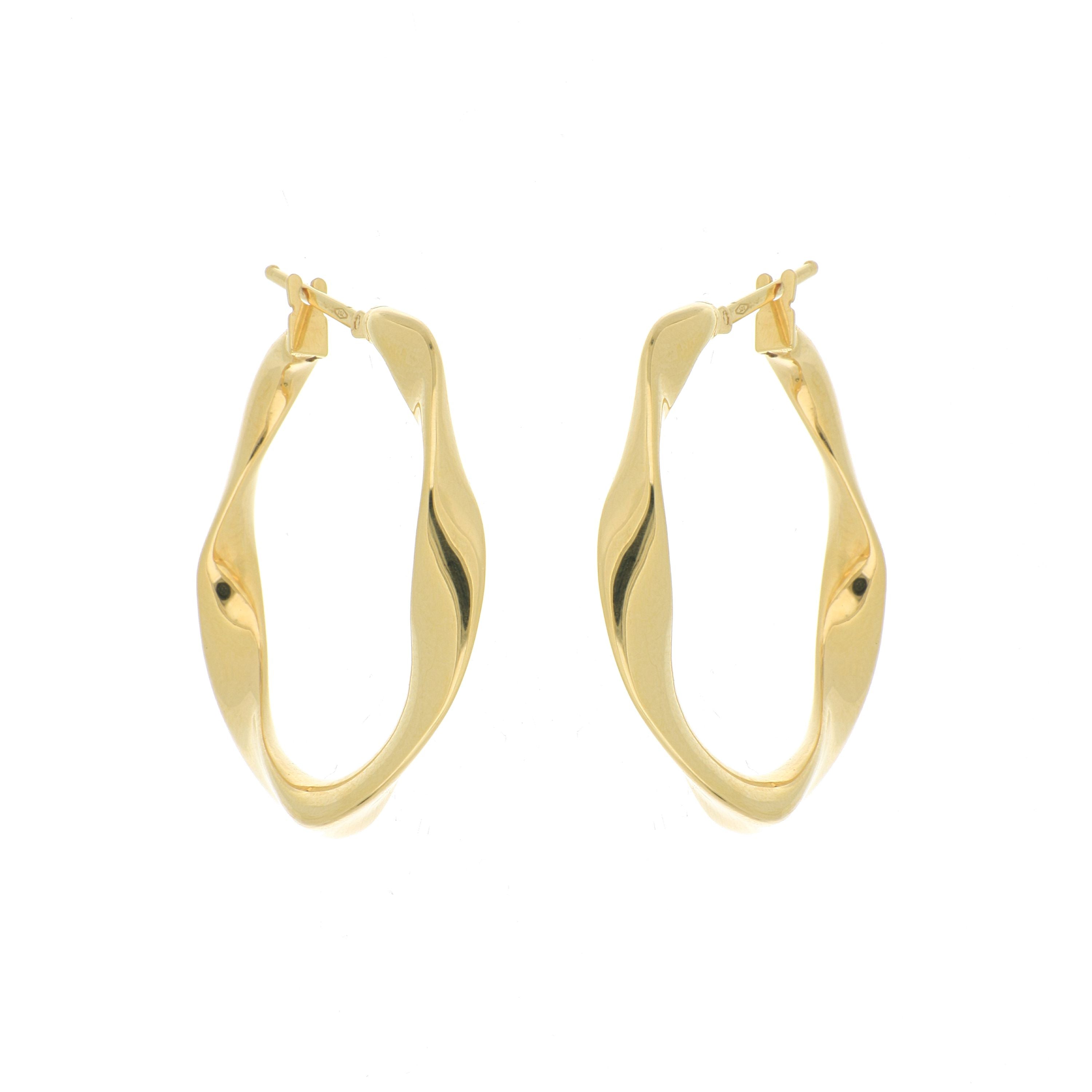 18k Yellow Gold Twisted Hoop Earrings