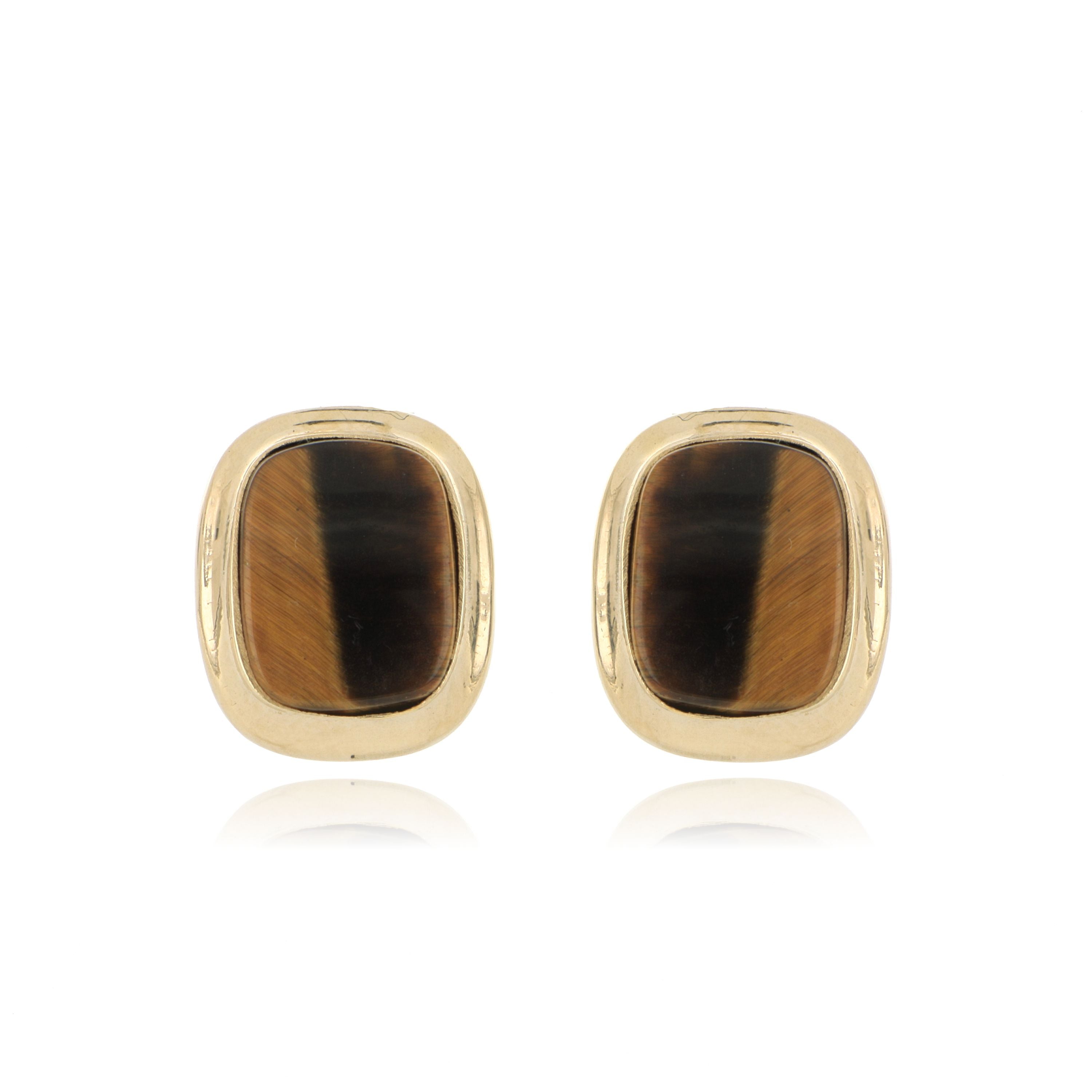 14k Yellow Gold Tiger's Eye Earrings