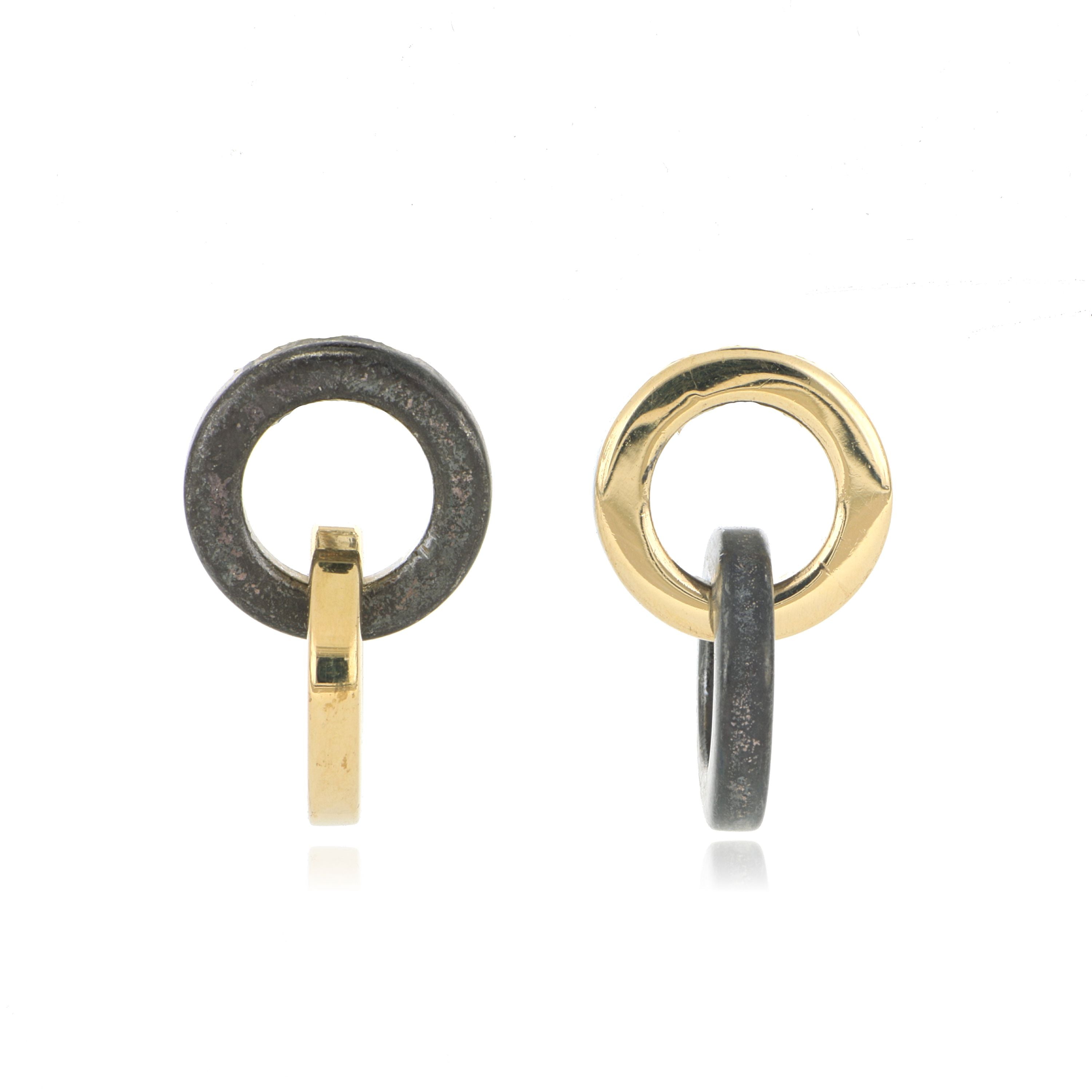 Tiffany & Co. 18k Yellow Gold and Oxidized Silver Earrings