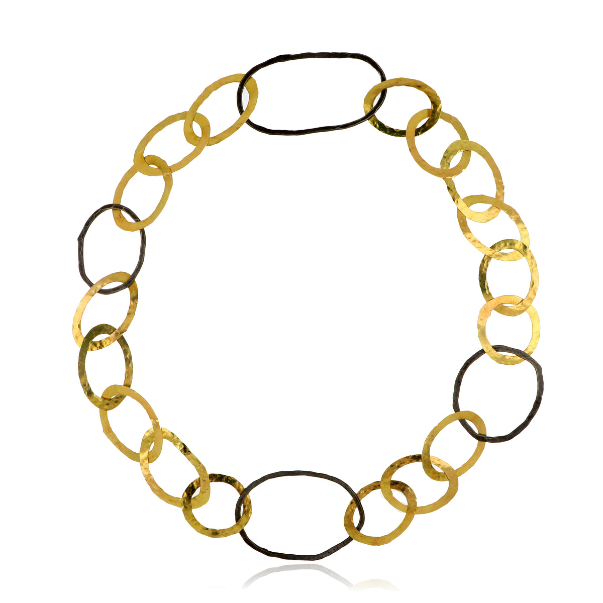18k Yellow Gold and Silver Custom Forged Necklace - Charles Koll Jewelers