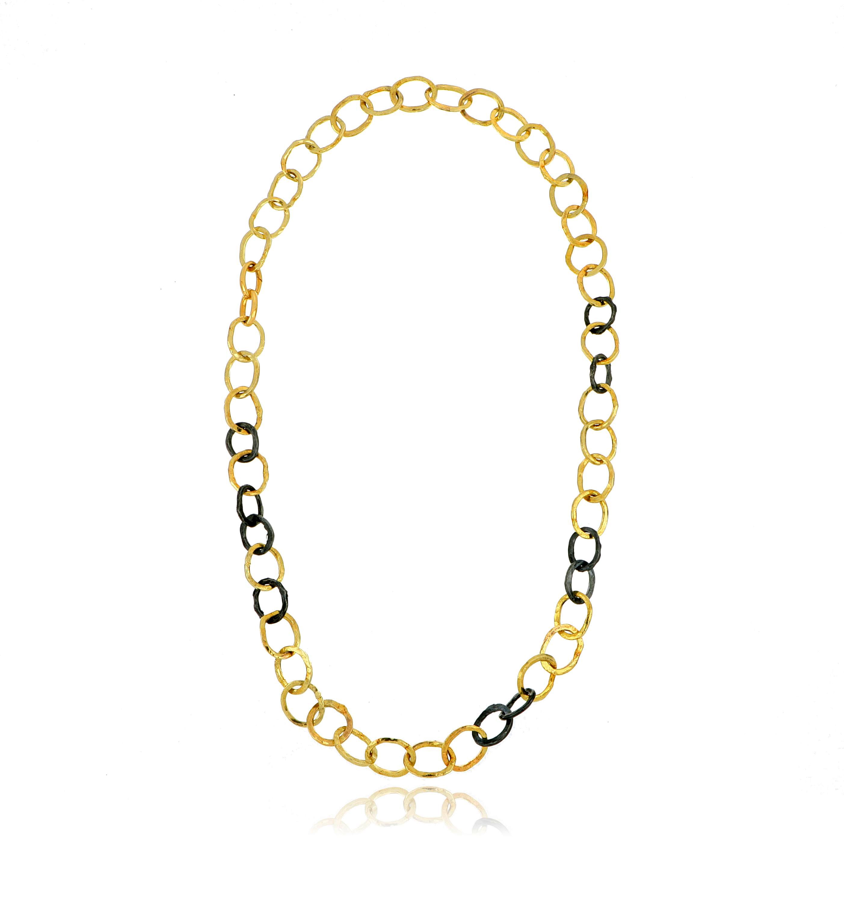14k Yellow Gold and Sterling Silver Necklace