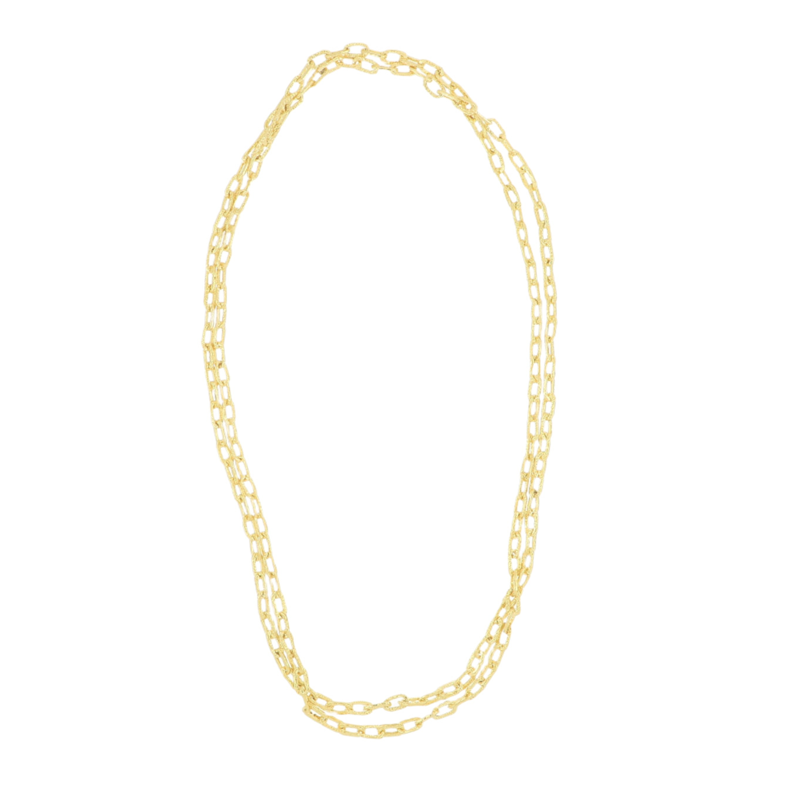 18k Yellow Gold Hammered Chain Link Necklace